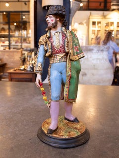 Hand Painted Terracotta Sculpture of Andalusian Bullfighter Signed Jimenez Maris
