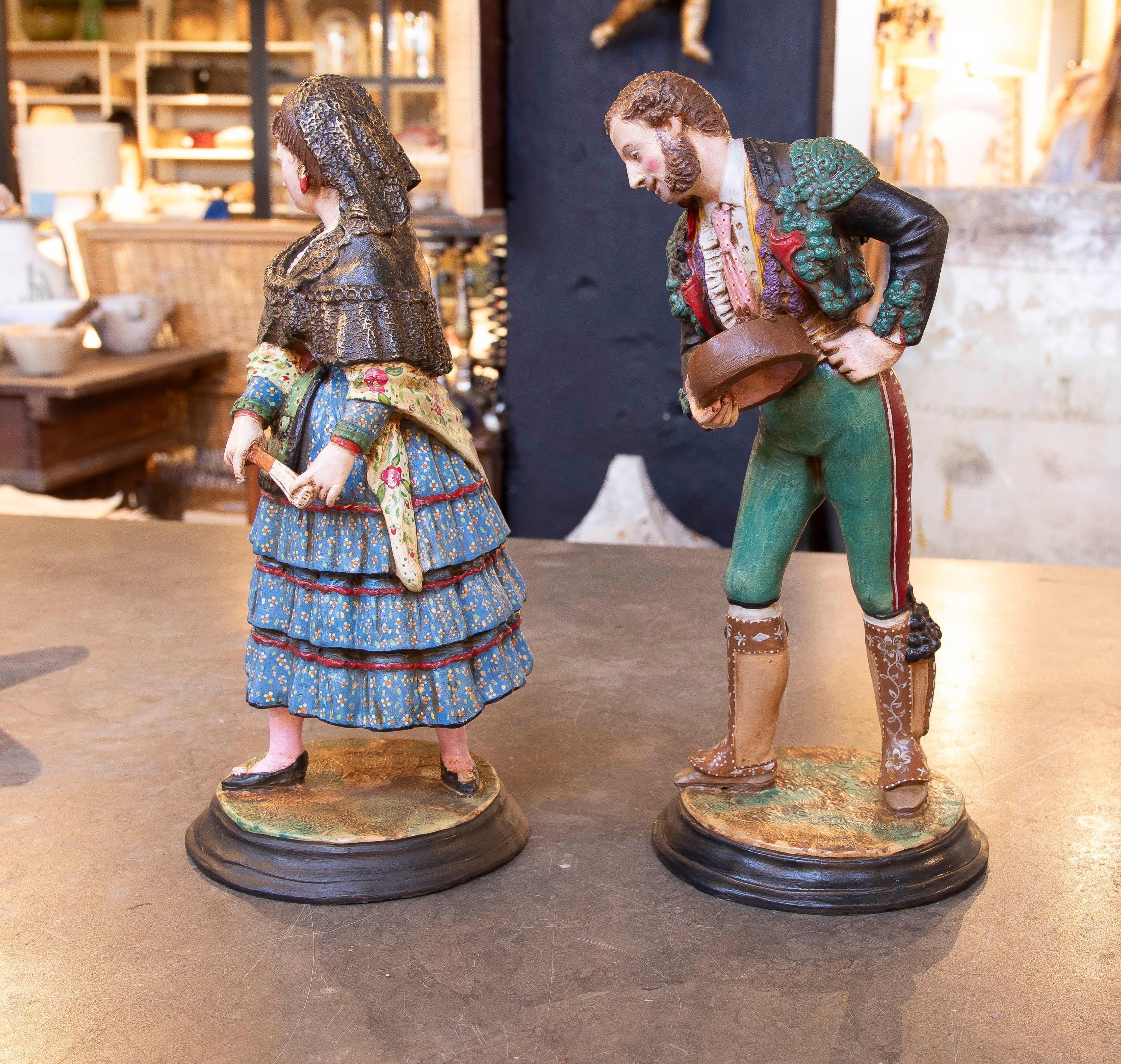 20th Century Hand Painted Terracotta Sculpture of Andalusian Bullfighter Signed Jimenez Maris