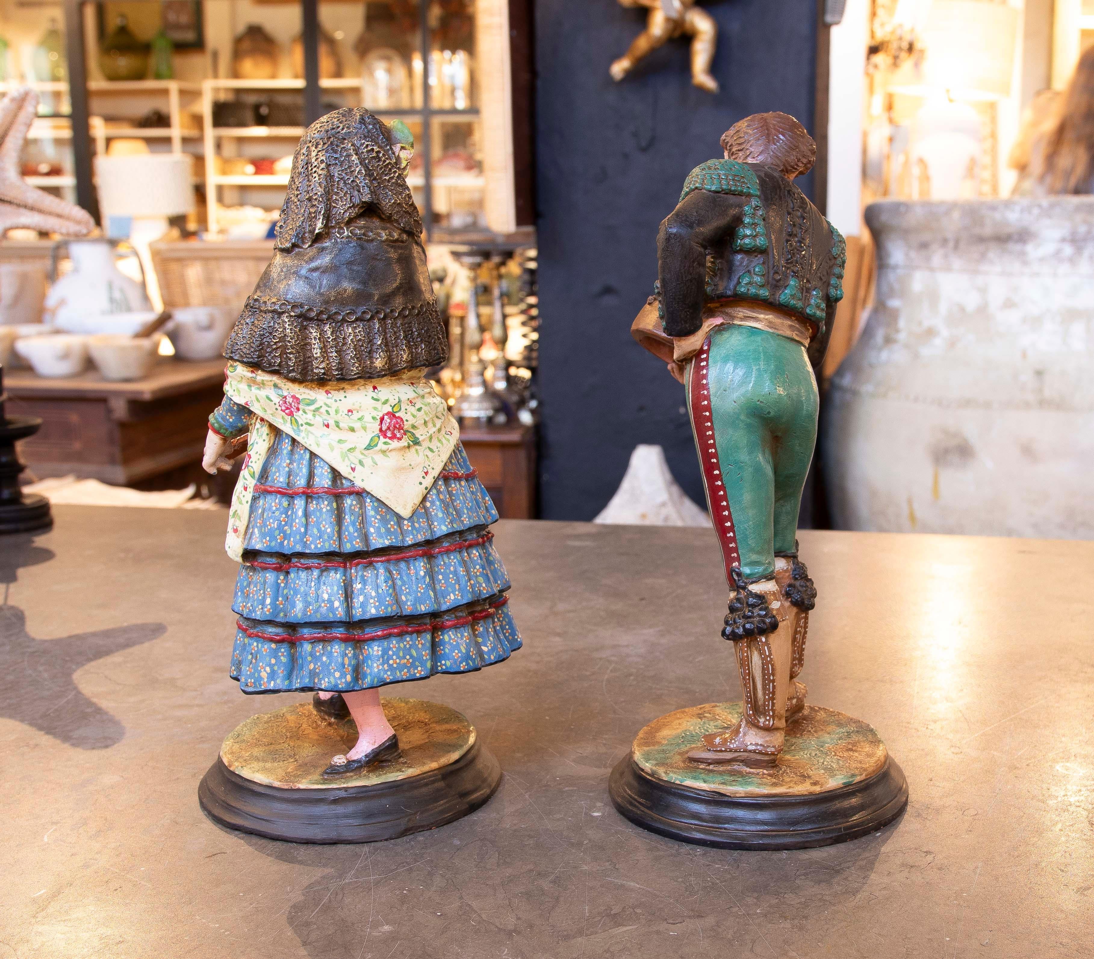 Hand Painted Terracotta Sculpture of Andalusian Bullfighter Signed Jimenez Maris 1