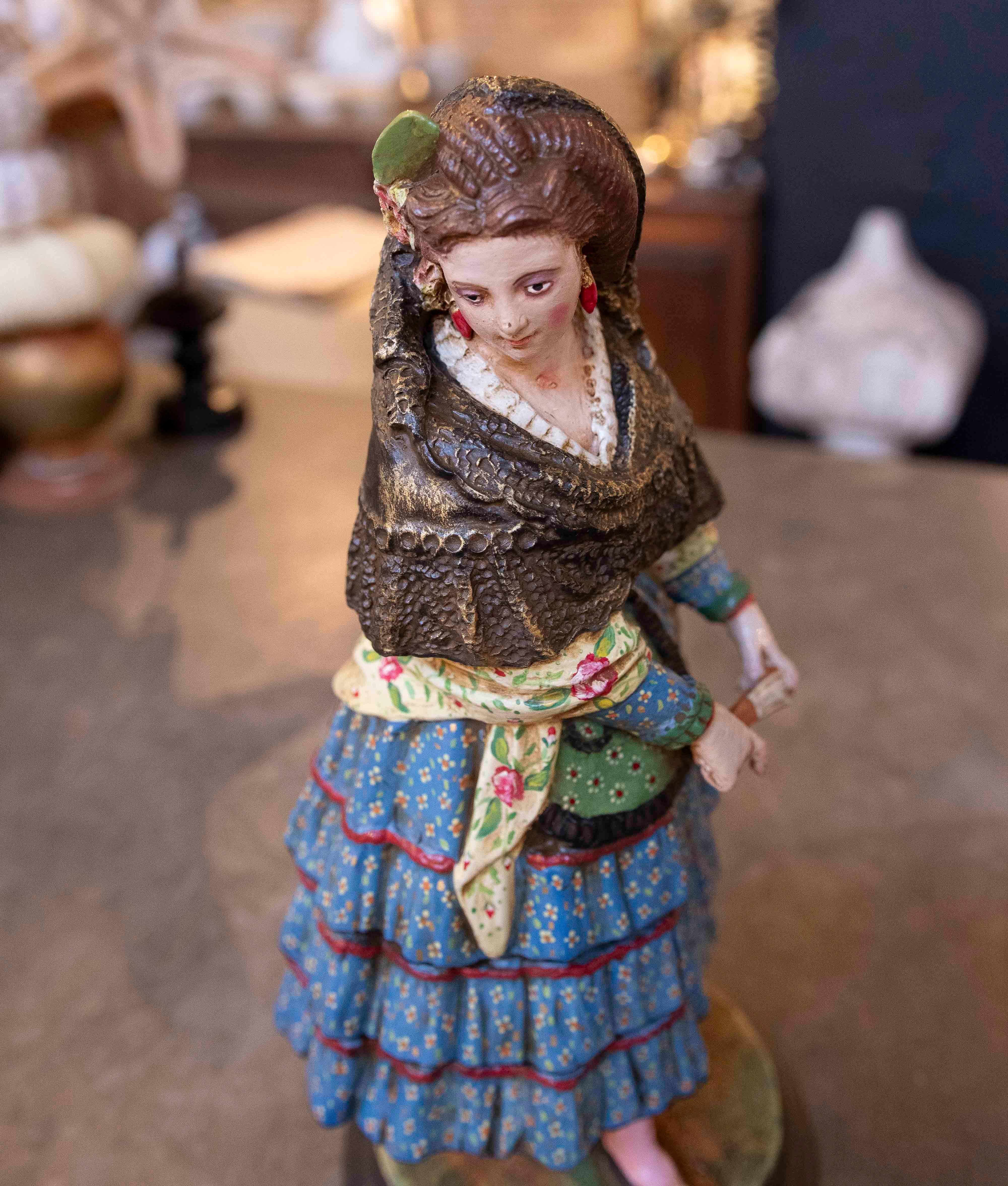 Hand Painted Terracotta Sculpture of Andalusian Bullfighter Signed Jimenez Maris 4