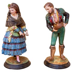 Hand Painted Terracotta Sculpture of Andalusian Bullfighter Signed Jimenez Maris
