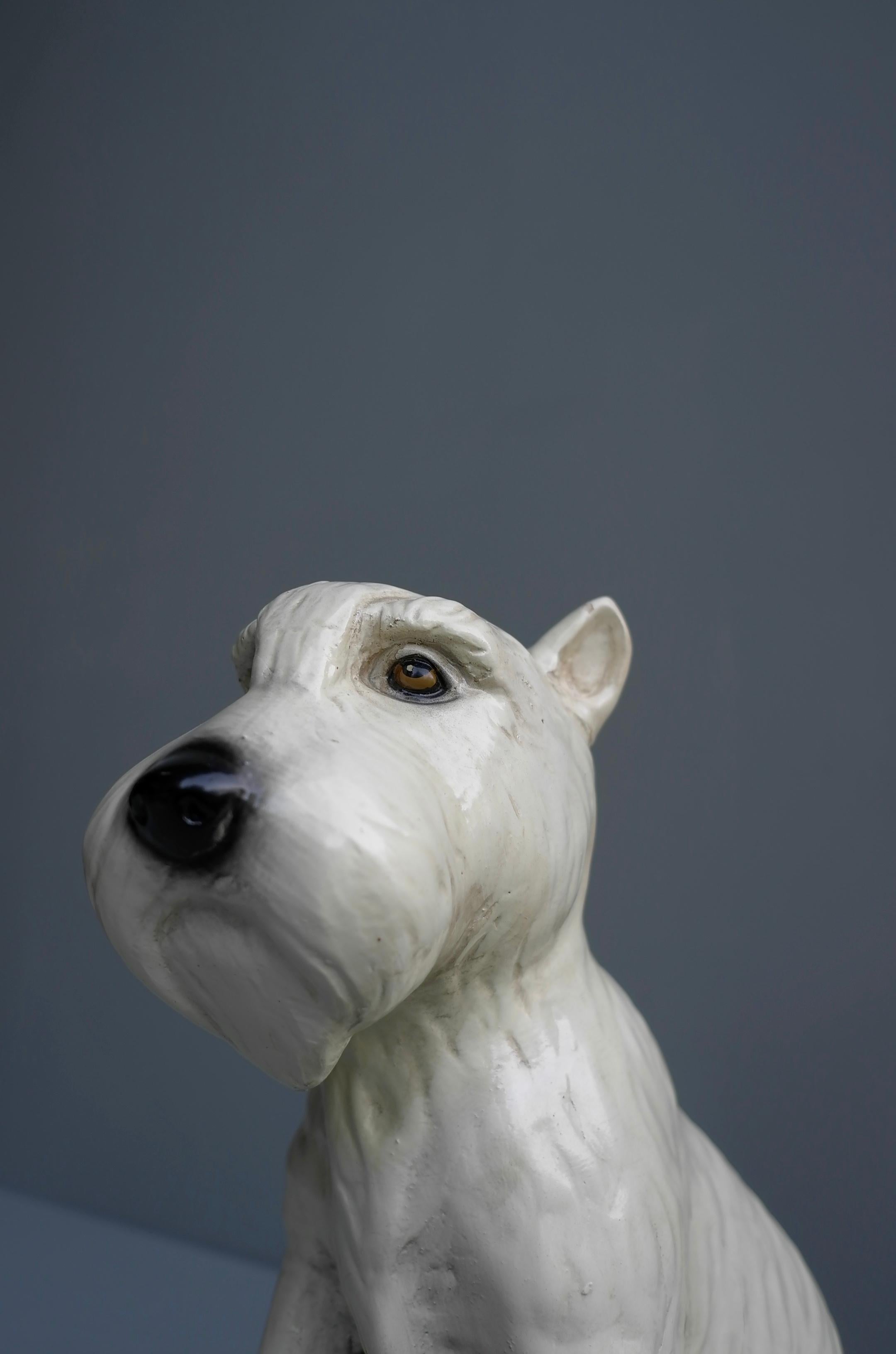 Hand painted Terrier Ceramic 'Snowy' Dog Sculpture, Gaggini Silvio, Italy, 1960s