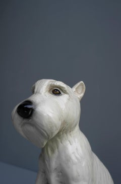 Hand Painted Terrier Ceramic 'Snowy' Dog Sculpture, Gaggini Silvio, Italy, 1960s