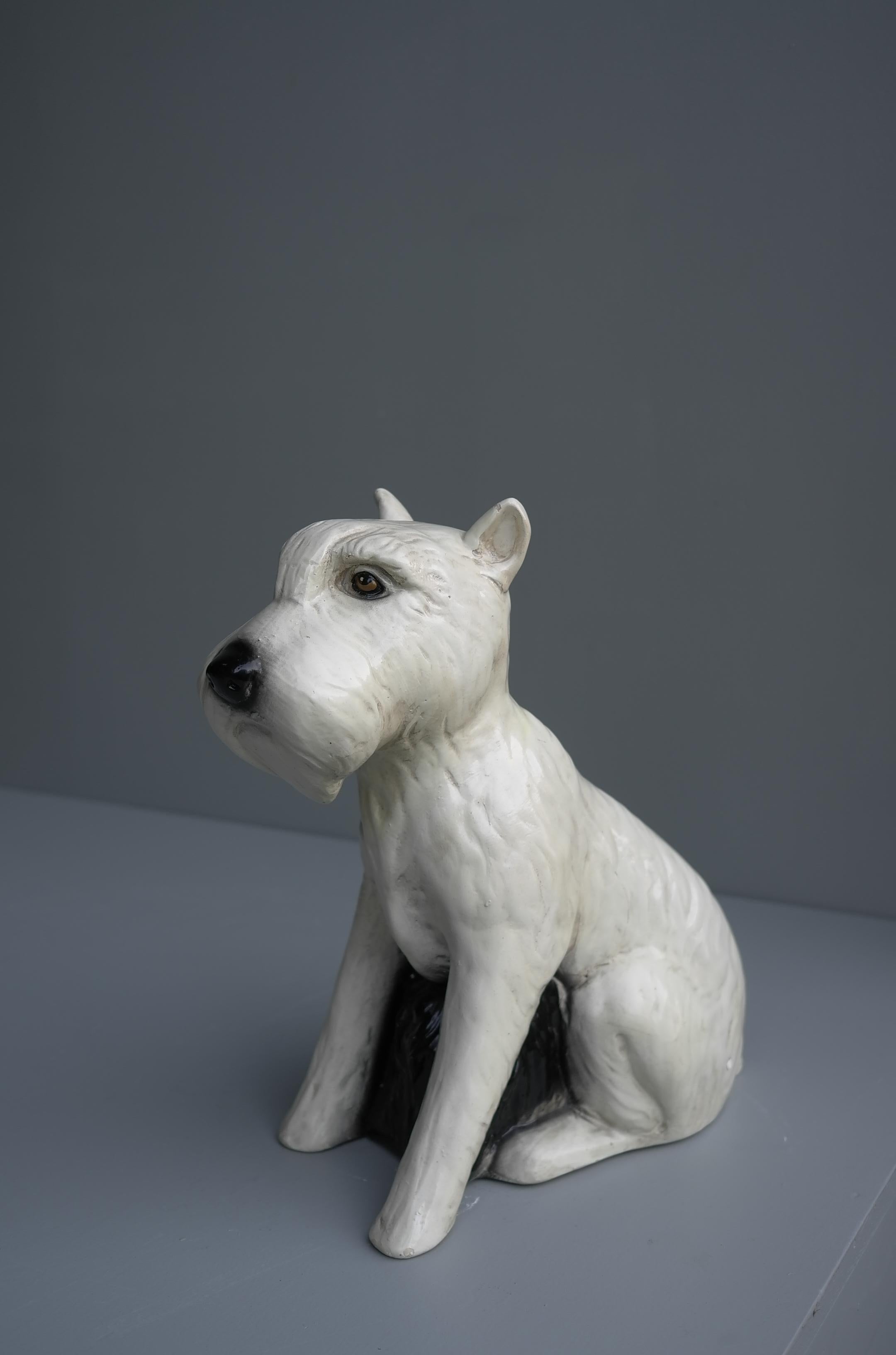 Italian Hand Painted Terrier Ceramic 'Snowy' Dog Sculpture, Gaggini Silvio, Italy, 1960s