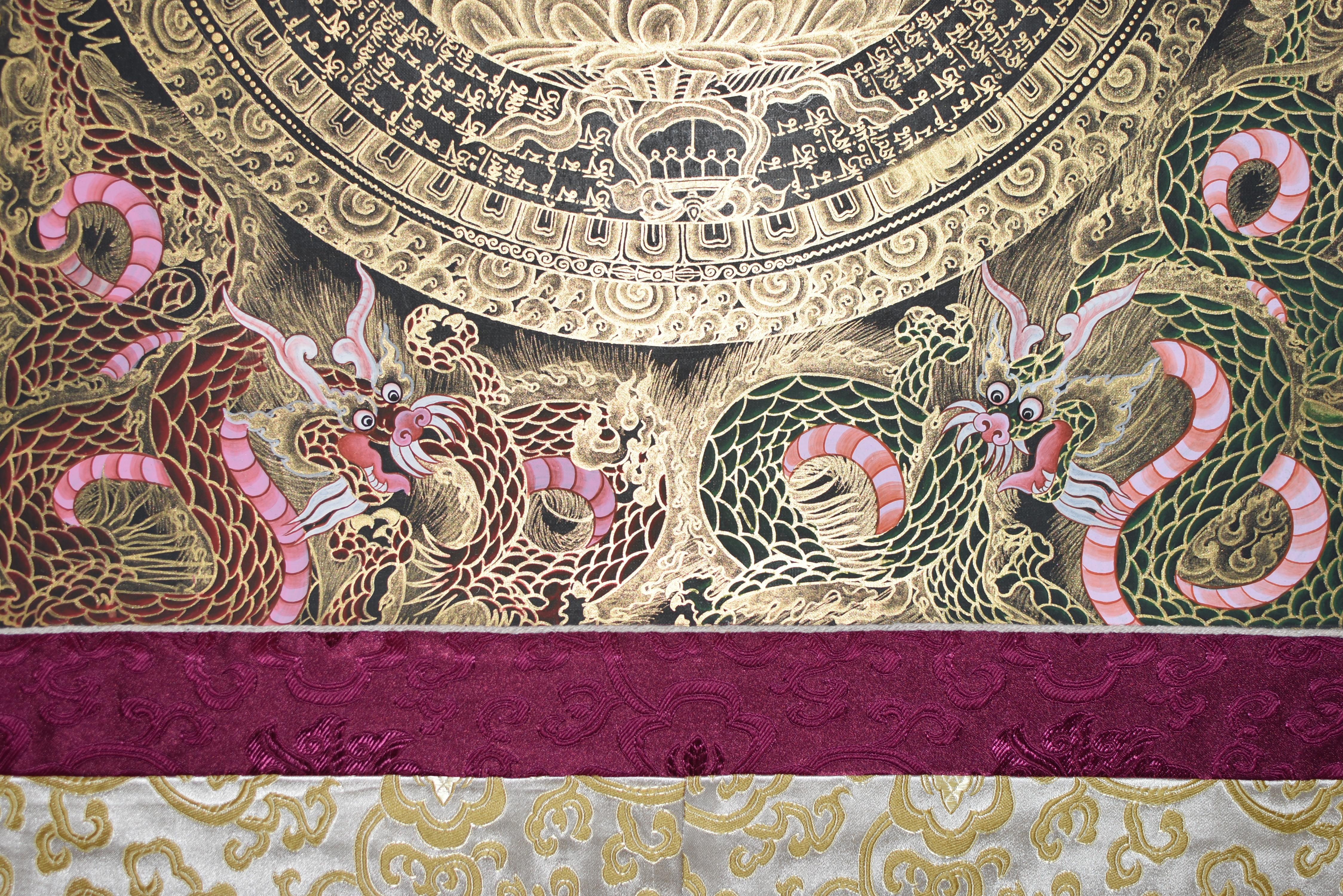 Hand Painted Thangka Tibetan Compassion Chenrezig Avalokitesvara Mandala  For Sale 3