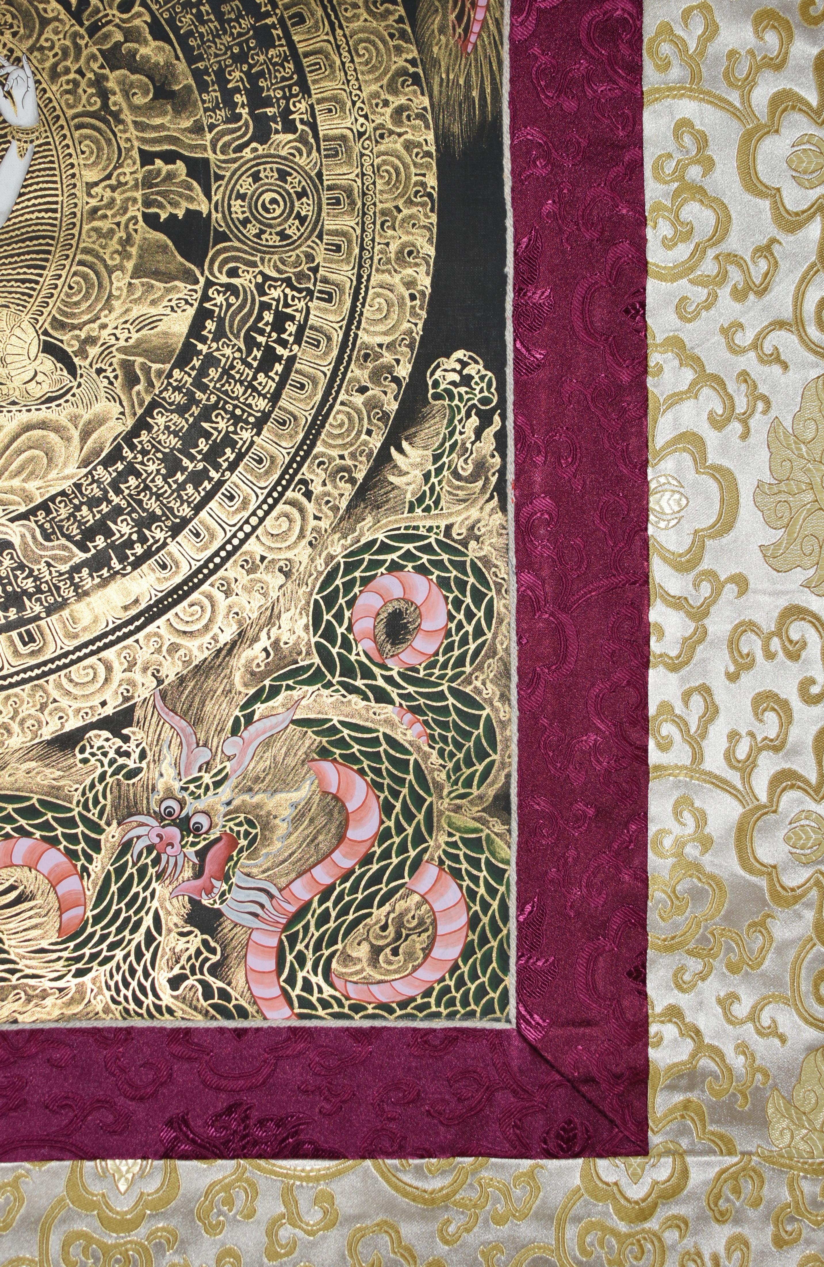 Hand Painted Thangka Tibetan Compassion Chenrezig Avalokitesvara Mandala  For Sale 4