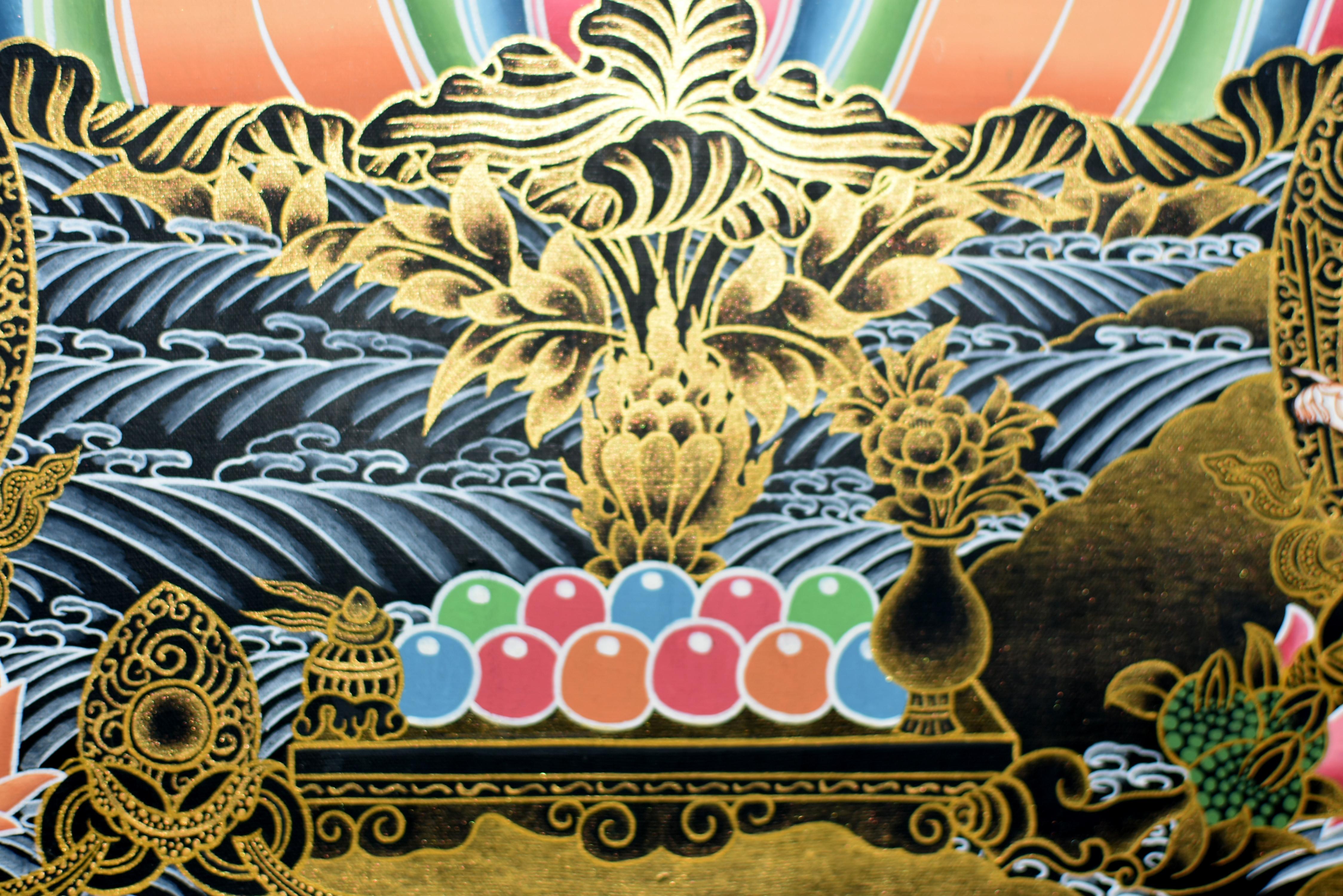 Hand Painted Thangka Gold White Tara  For Sale 7