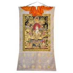 Thangka peint à la main or blanc Tara 
