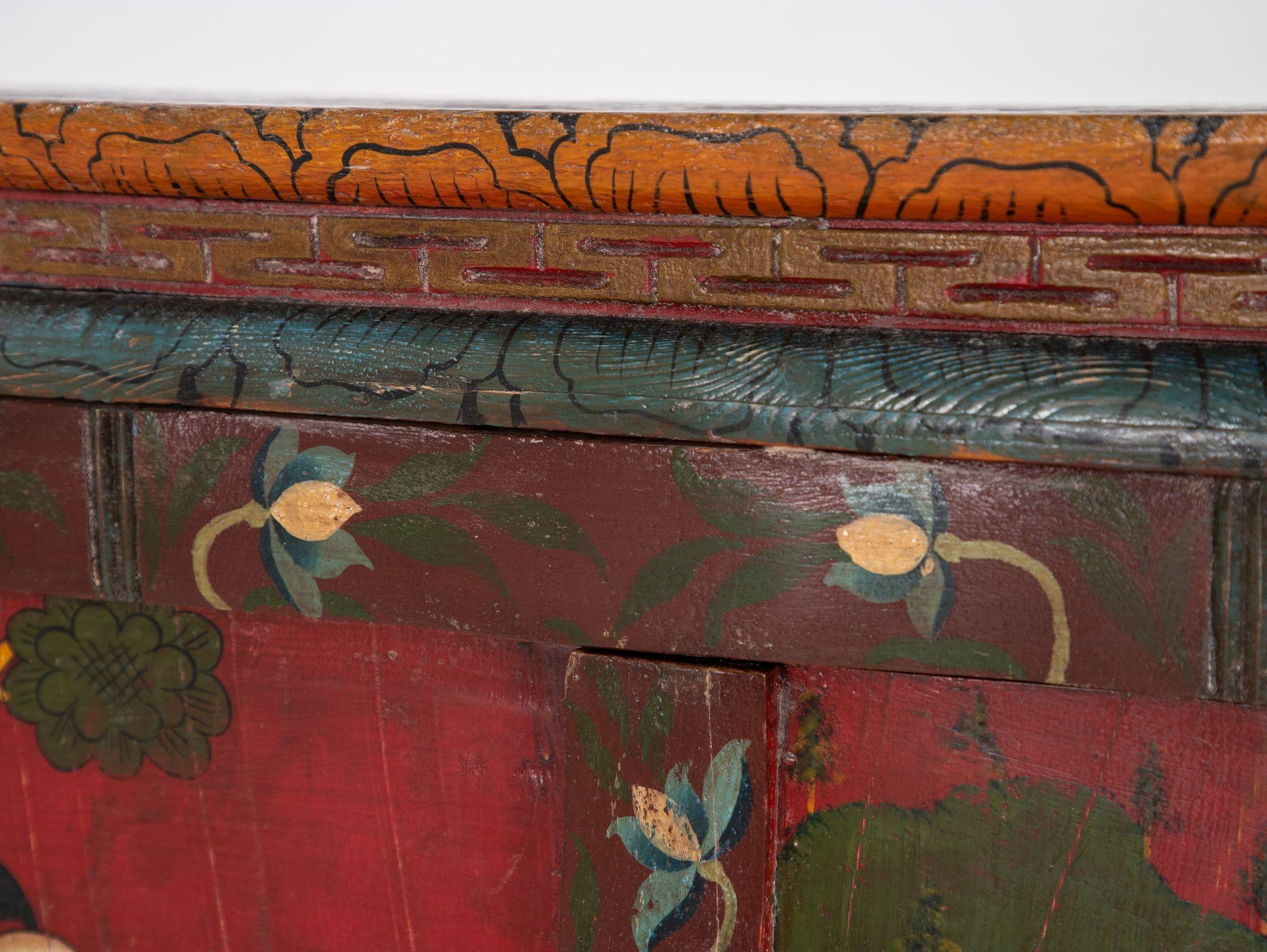 Hand Painted Tibetan Cabinet, Early 20th Century 8