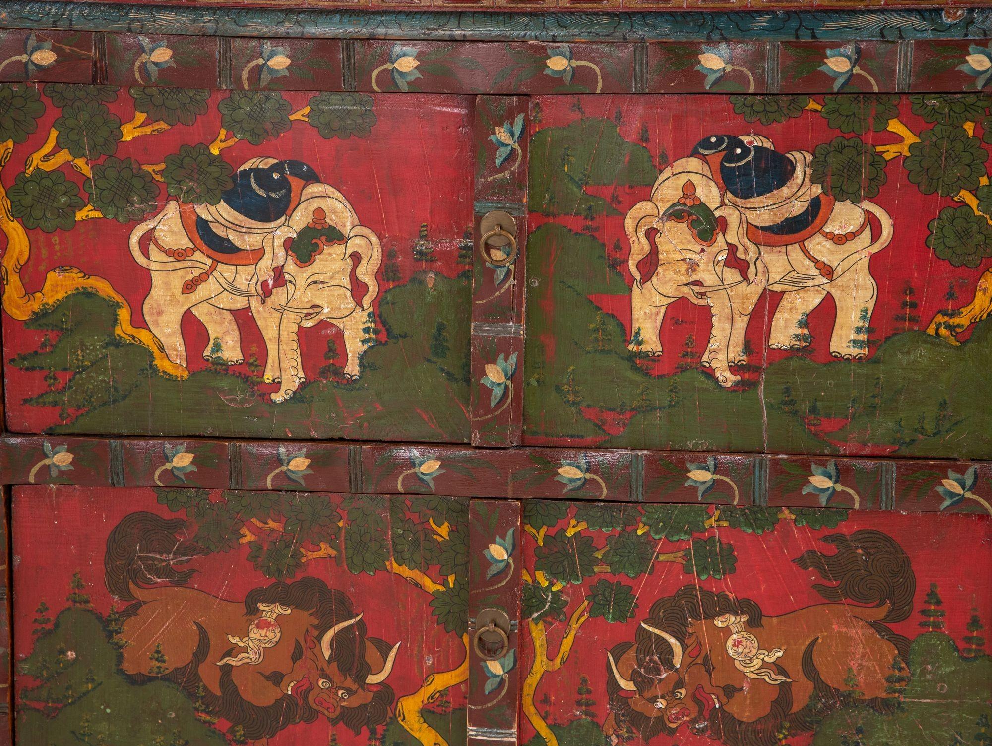 Hand Painted Tibetan Cabinet, Early 20th Century 3