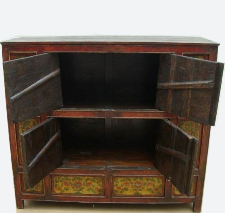 Hand-Painted Hand Painted Tibetan Cabinet For Sale