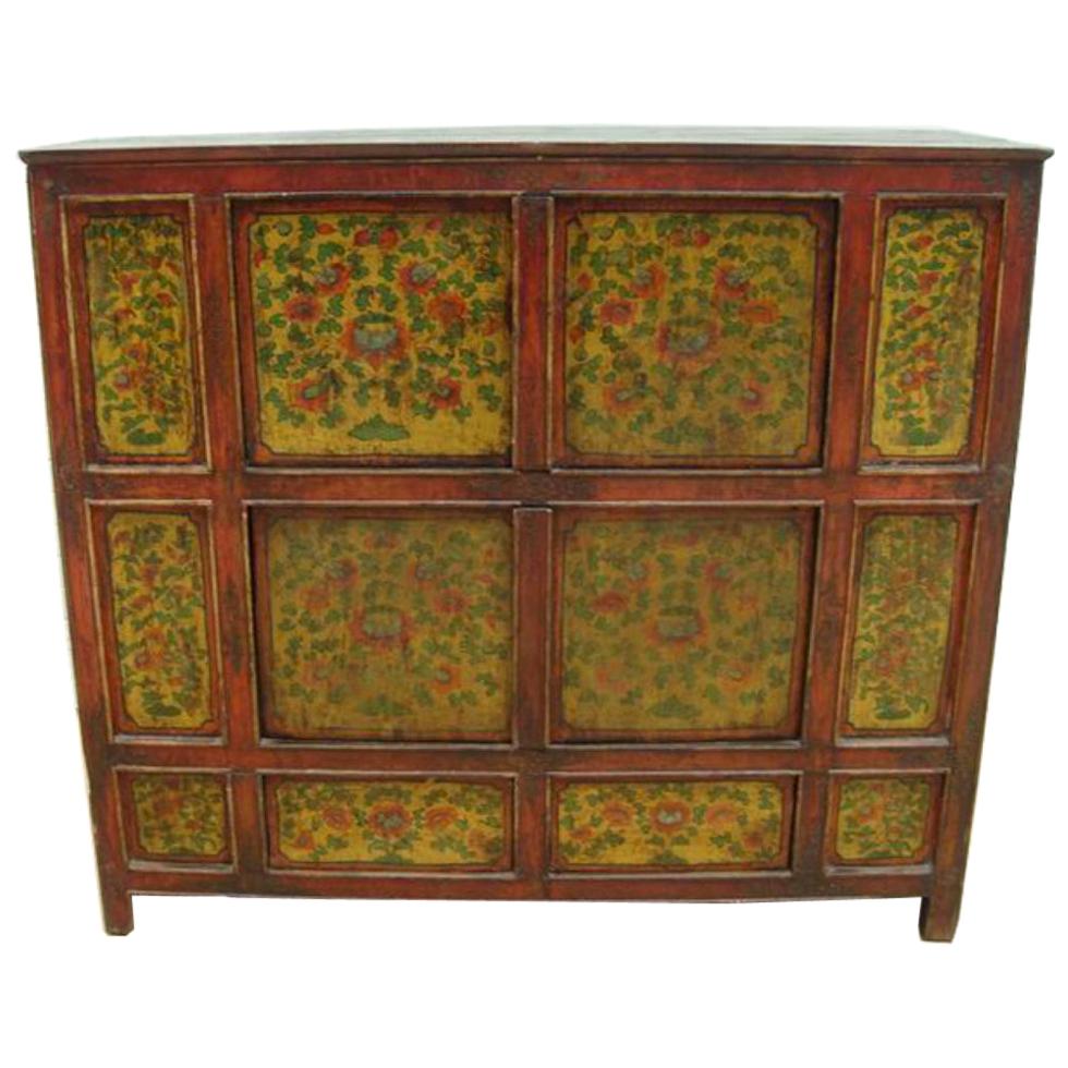Hand Painted Tibetan Cabinet For Sale