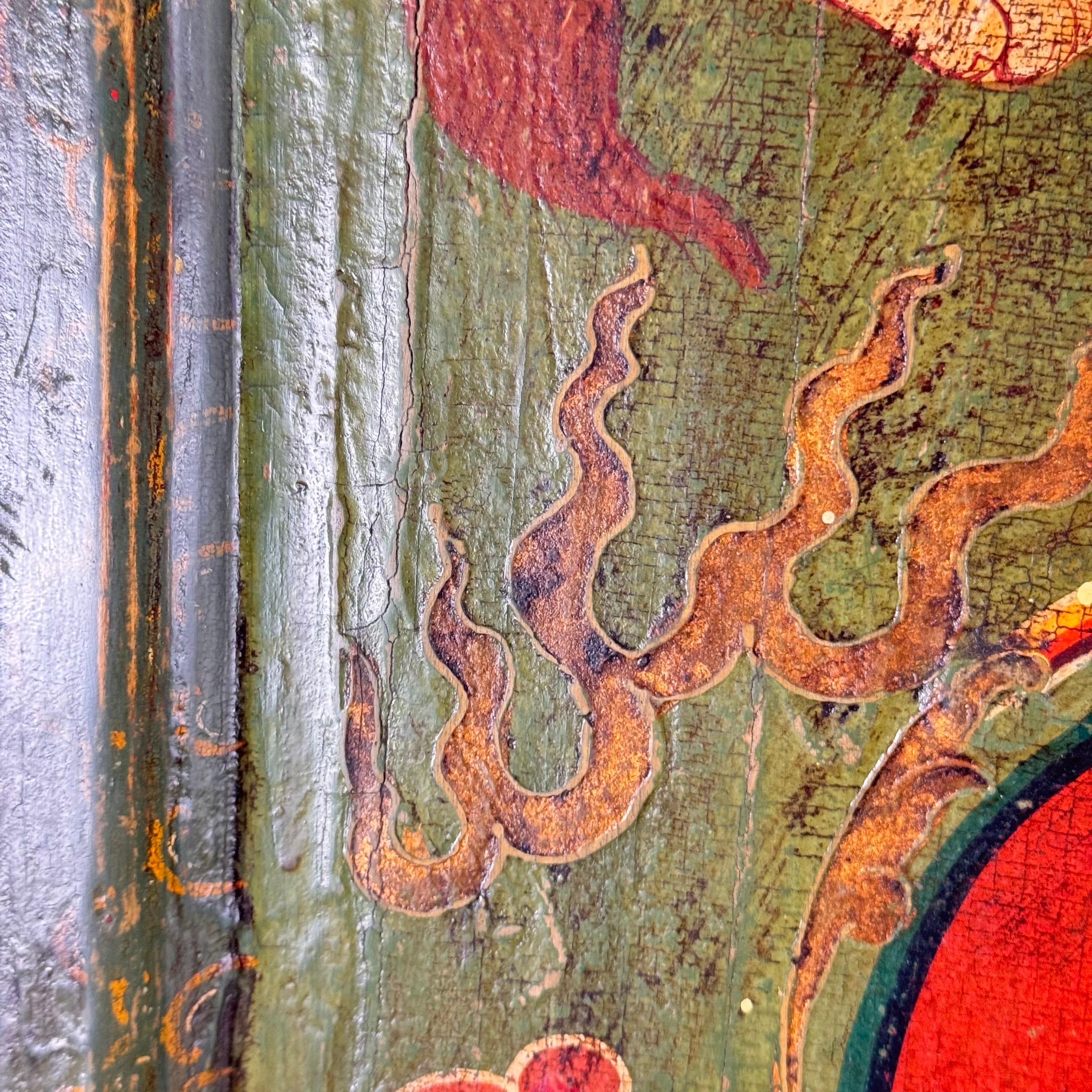 Handbemaltes tibetisches Monastery-Türpaneel, 1890 im Angebot 3