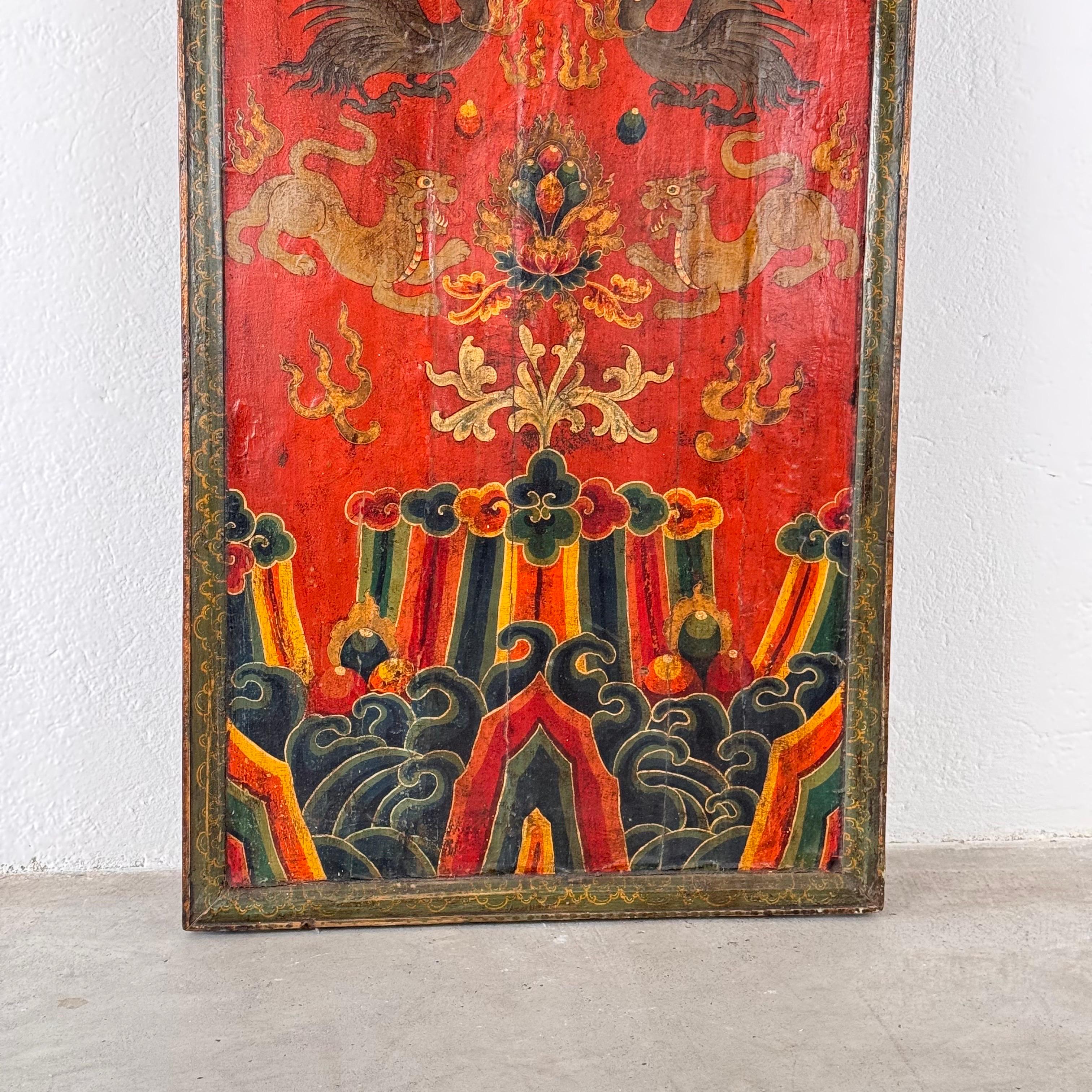 Handbemaltes tibetisches Monastery-Türpaneel, 1890 im Angebot 4