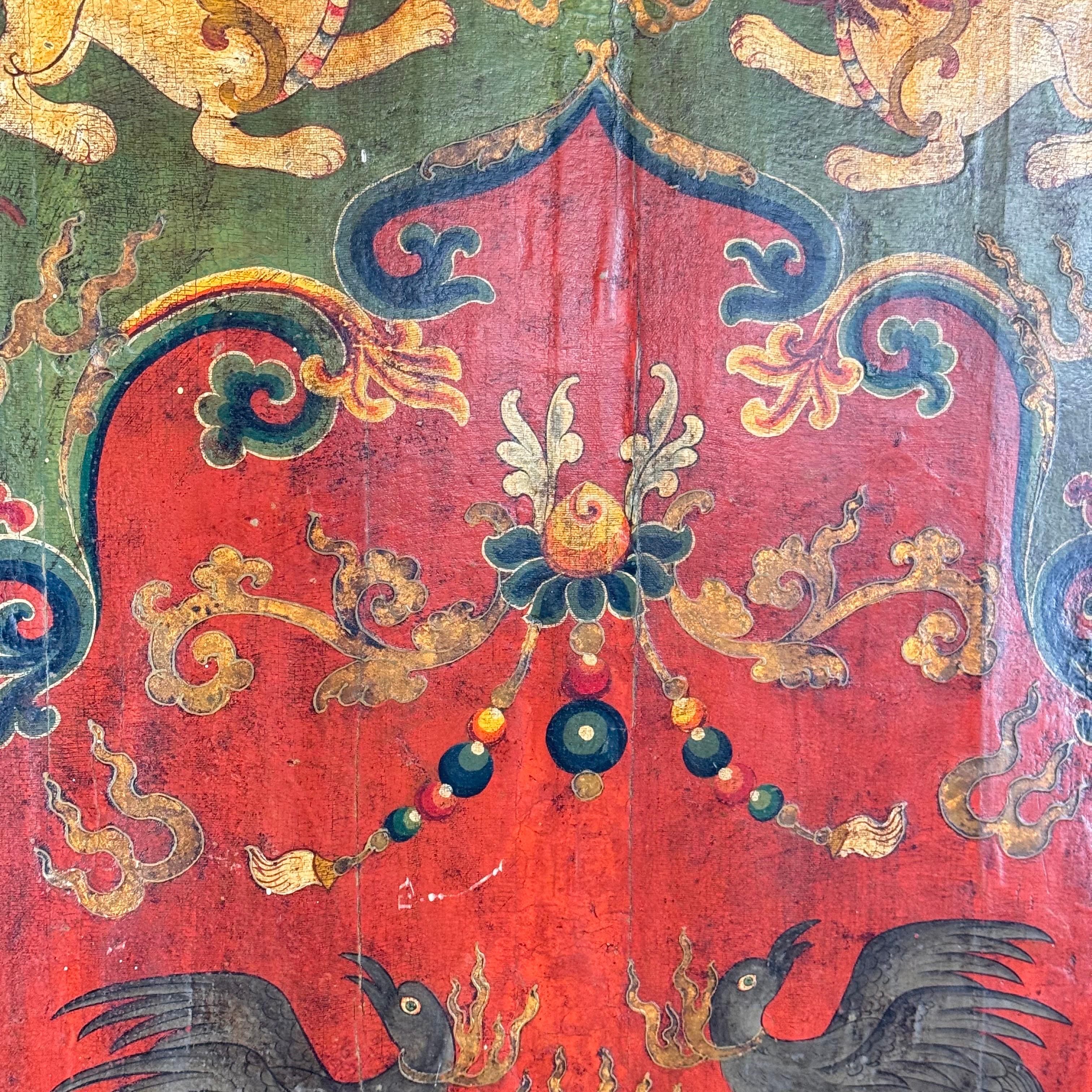 Handbemaltes tibetisches Monastery-Türpaneel, 1890 im Angebot 5