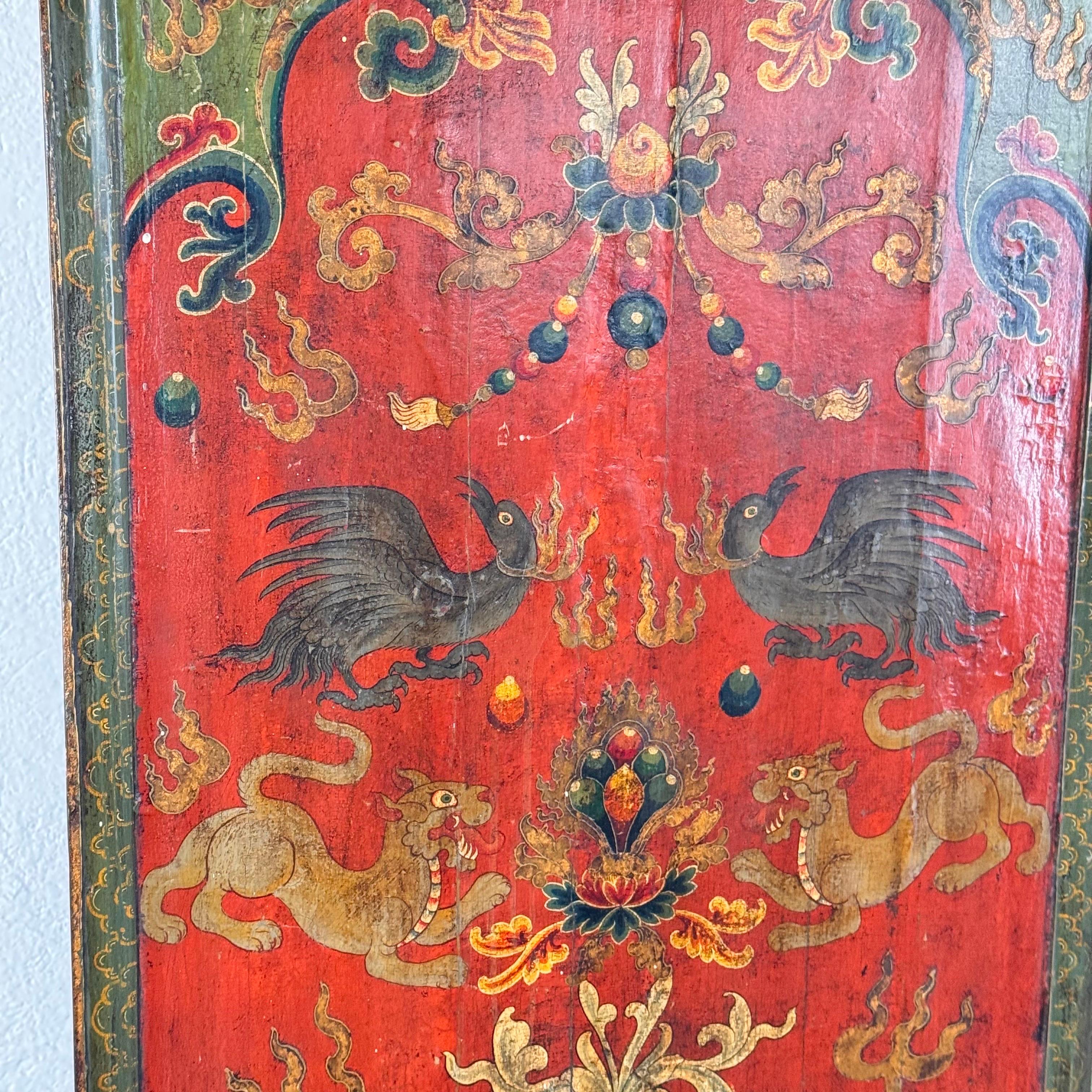 Handbemaltes tibetisches Monastery-Türpaneel, 1890 im Angebot 6