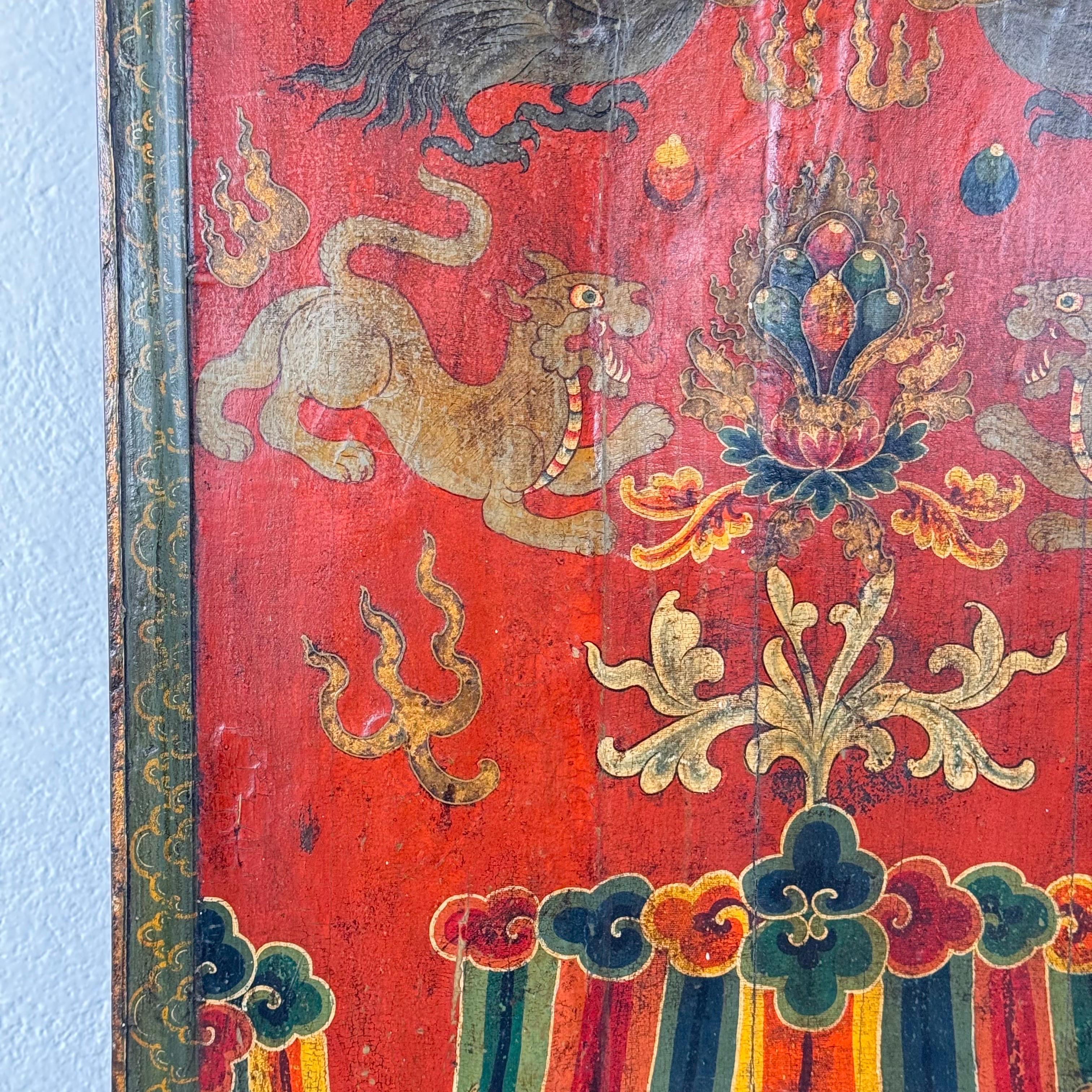 Handbemaltes tibetisches Monastery-Türpaneel, 1890 im Angebot 7