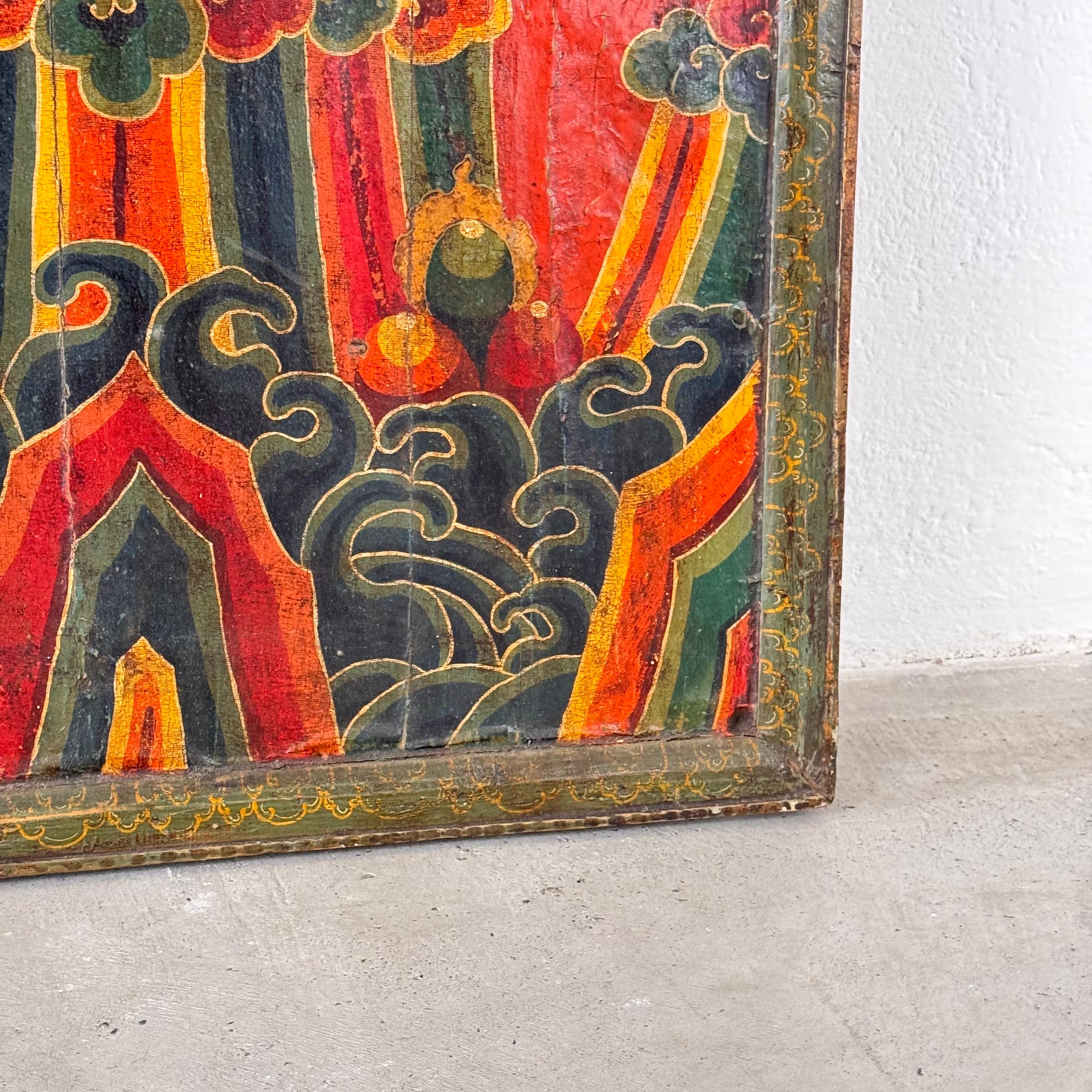 Handbemaltes tibetisches Monastery-Türpaneel, 1890 im Angebot 10