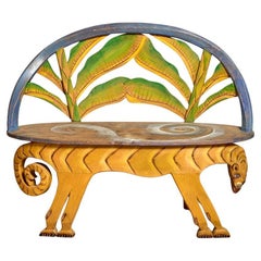 Hand-painted "tiger" bench by Gerard Rigot, France, 1980's