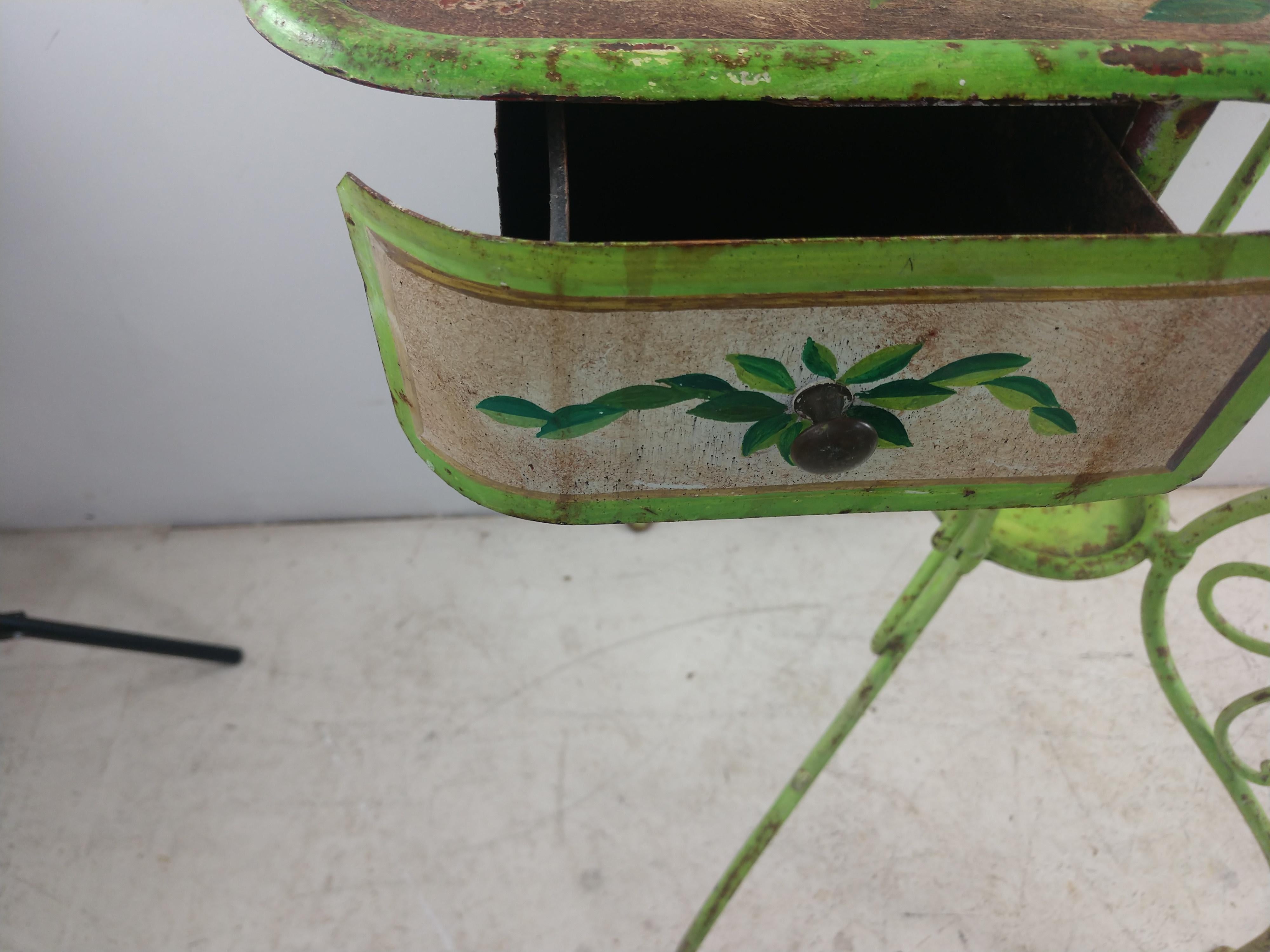 Late 19th Century Hand Painted Tole French Washstand with Basin For Sale 3