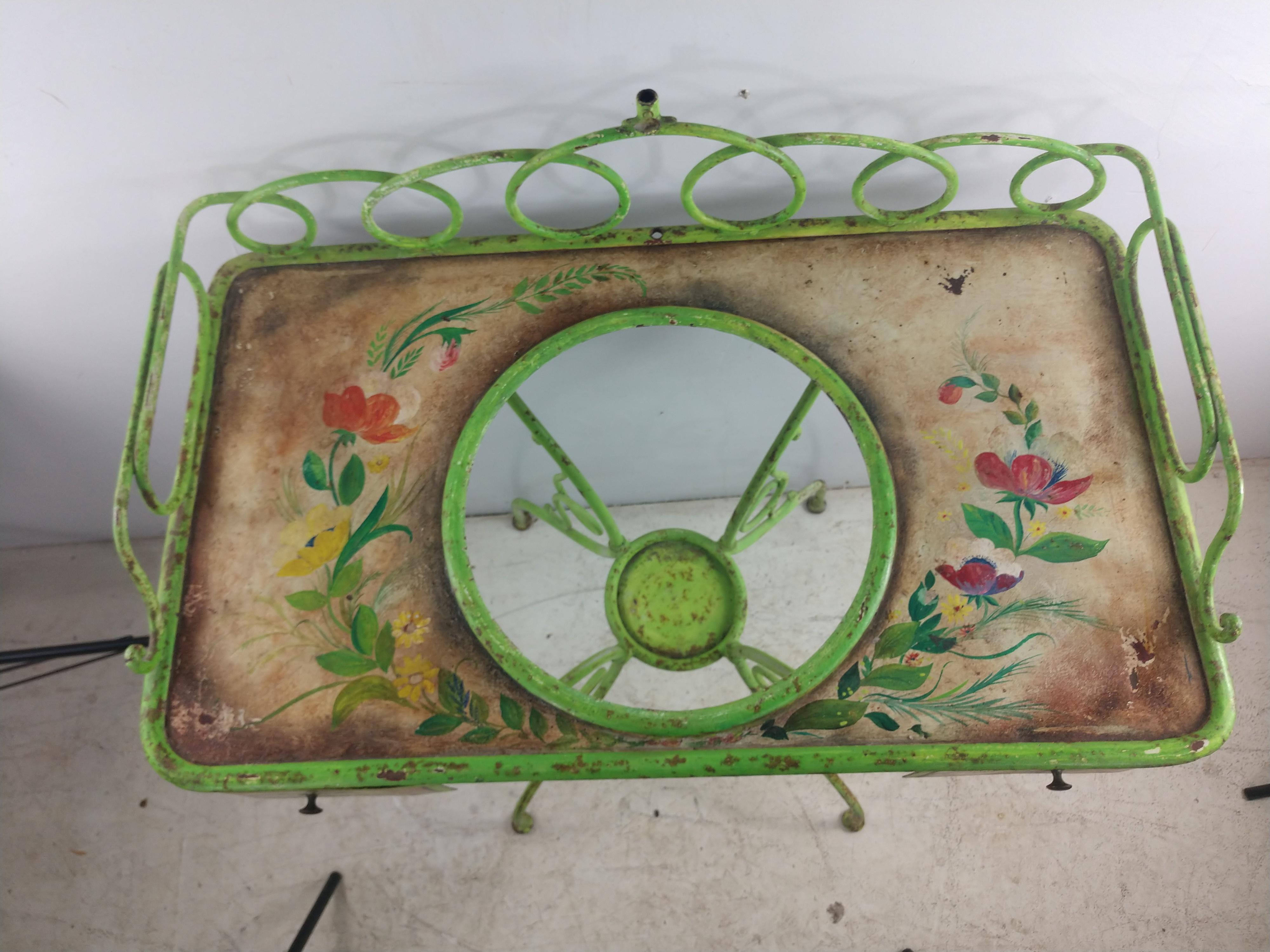 Late 19th Century Hand Painted Tole French Washstand with Basin For Sale 4