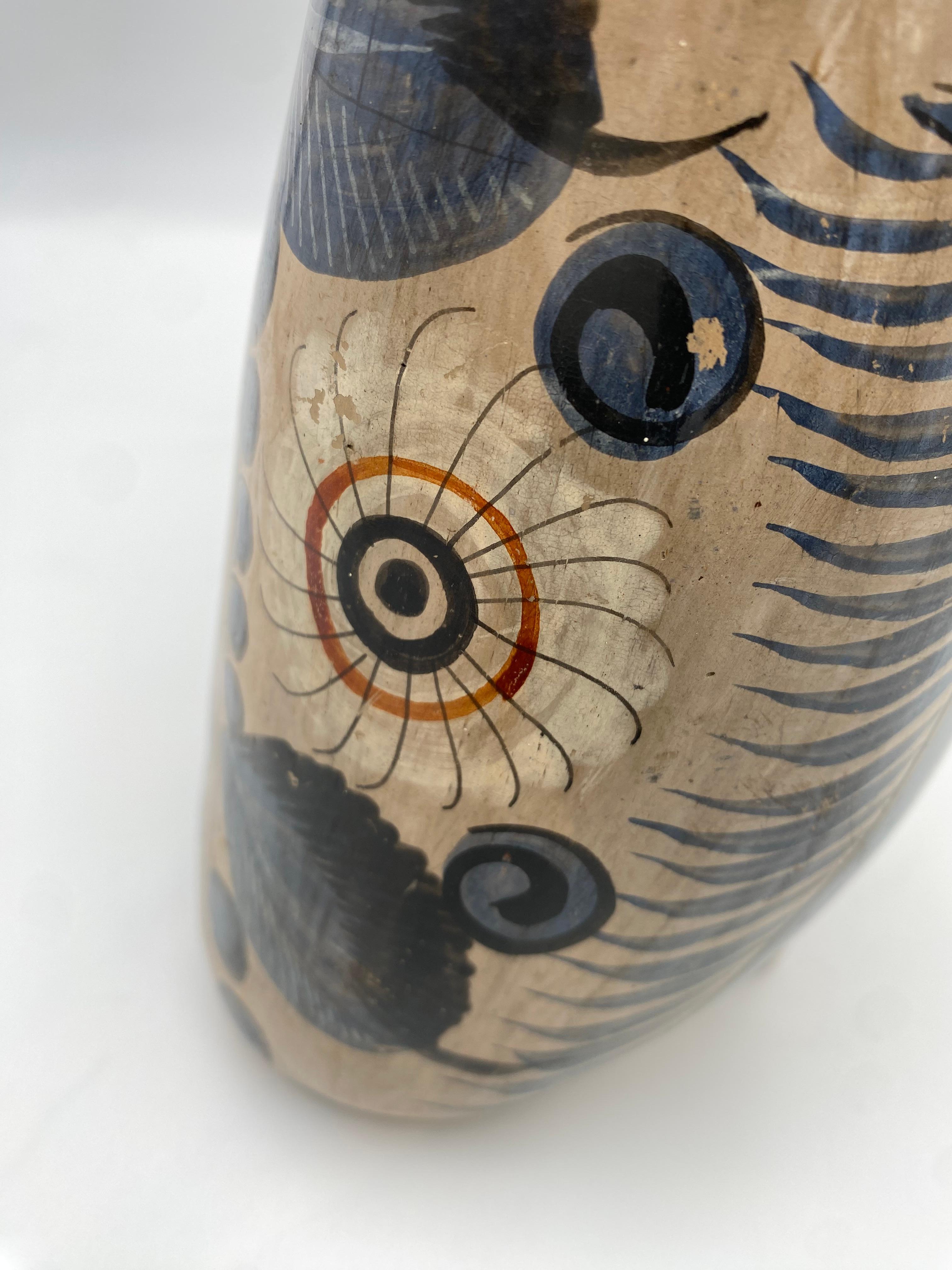 Hand Painted Tonala Pottery Owl, Mexico 1960s  For Sale 3