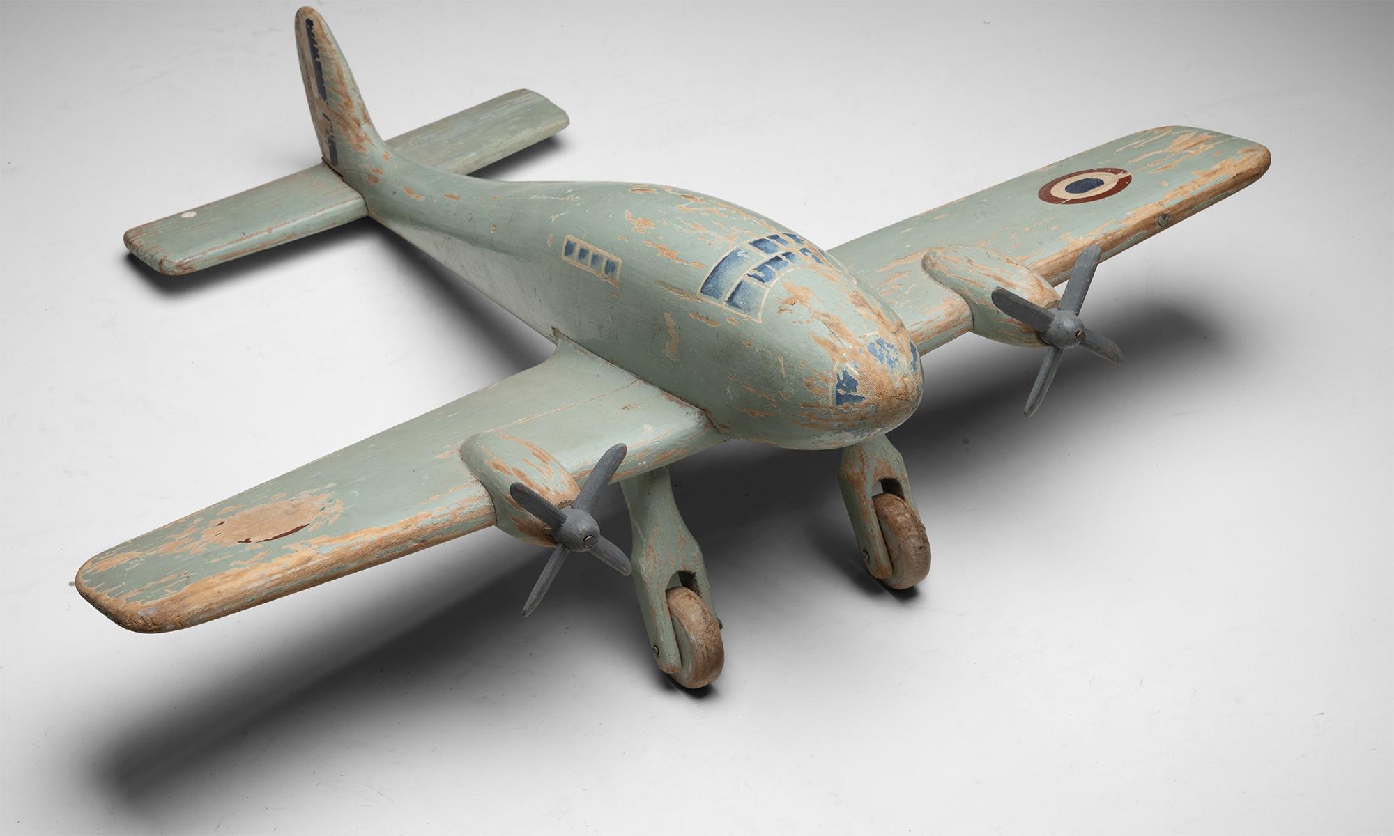 Hand Painted Toy Aeroplane, England circa 1900 In Fair Condition In Culver City, CA
