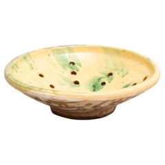 Hand Painted Traditional Spanish Rustic Ceramic Holed Plate, circa 1940