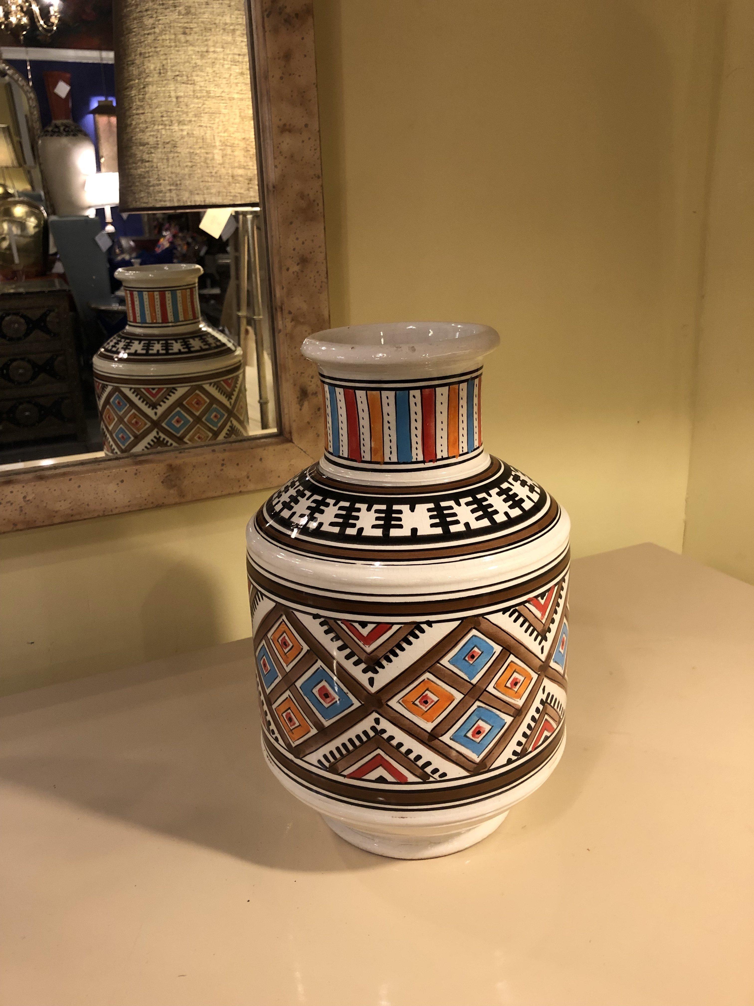 African Hand Painted Tribal Ceramic Vase
