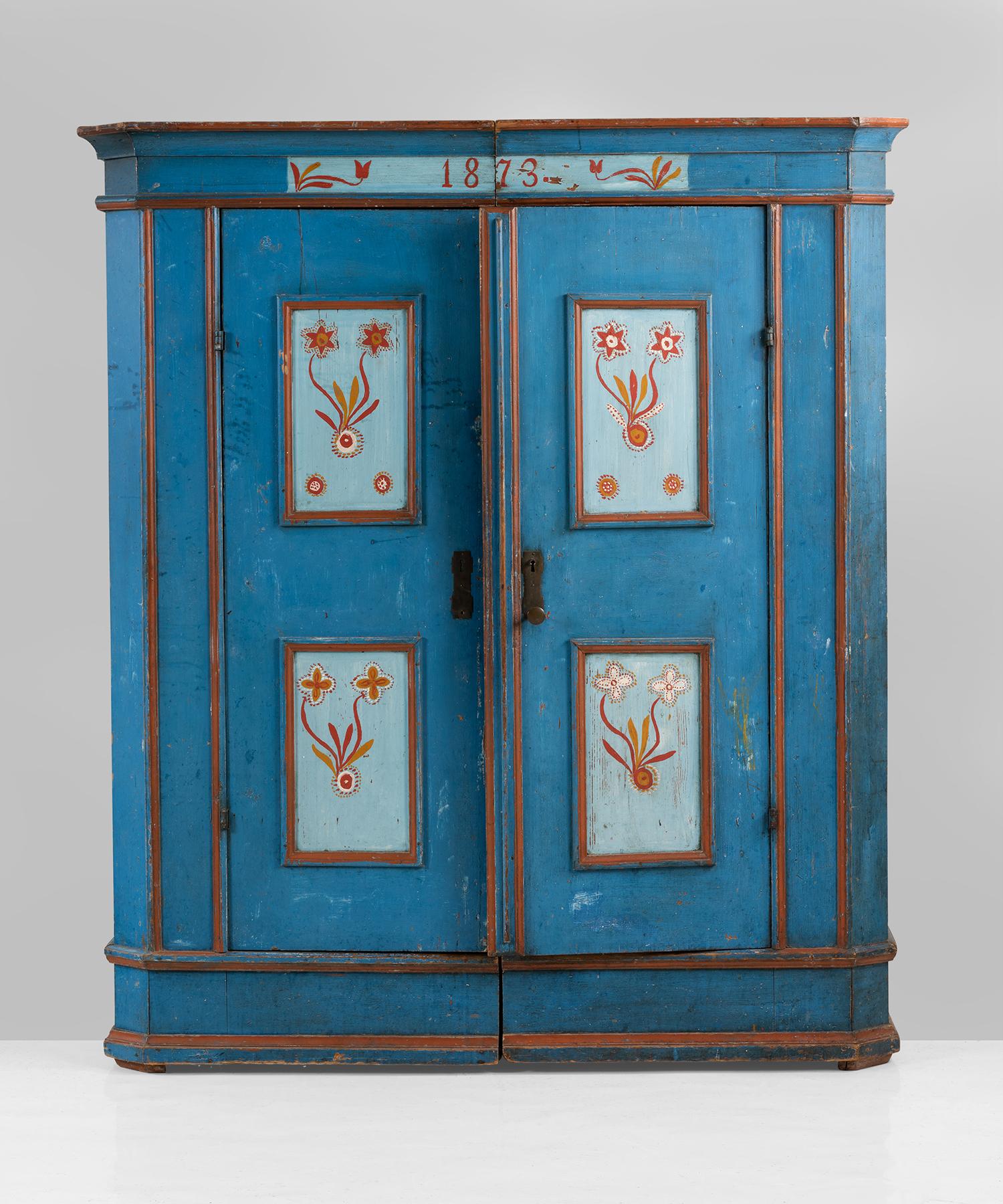 Beautifully painted cabinet in period finish, dated 1875.
  