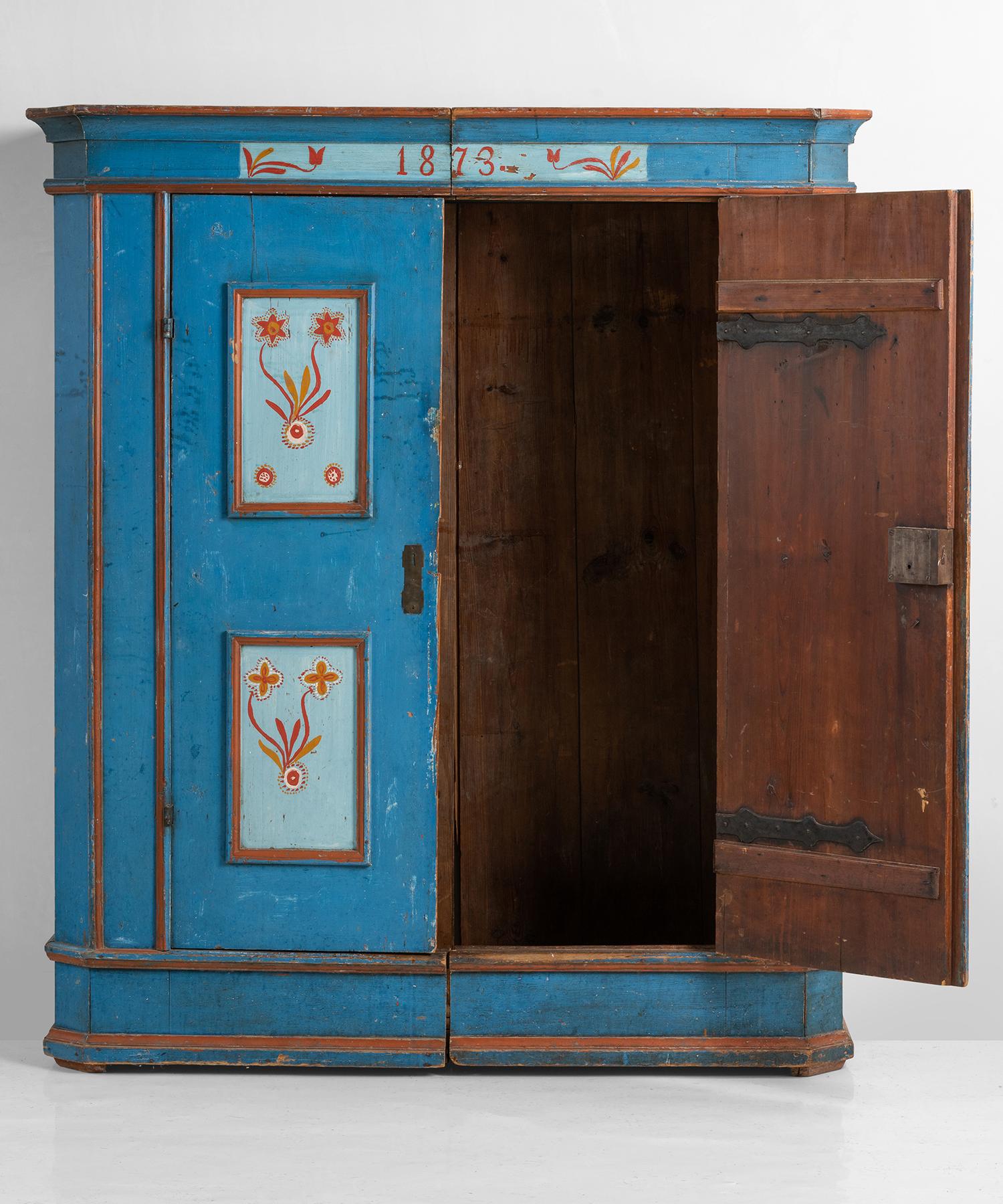 Swedish Hand Painted Two-Door Cabinet, Sweden, 19th Century