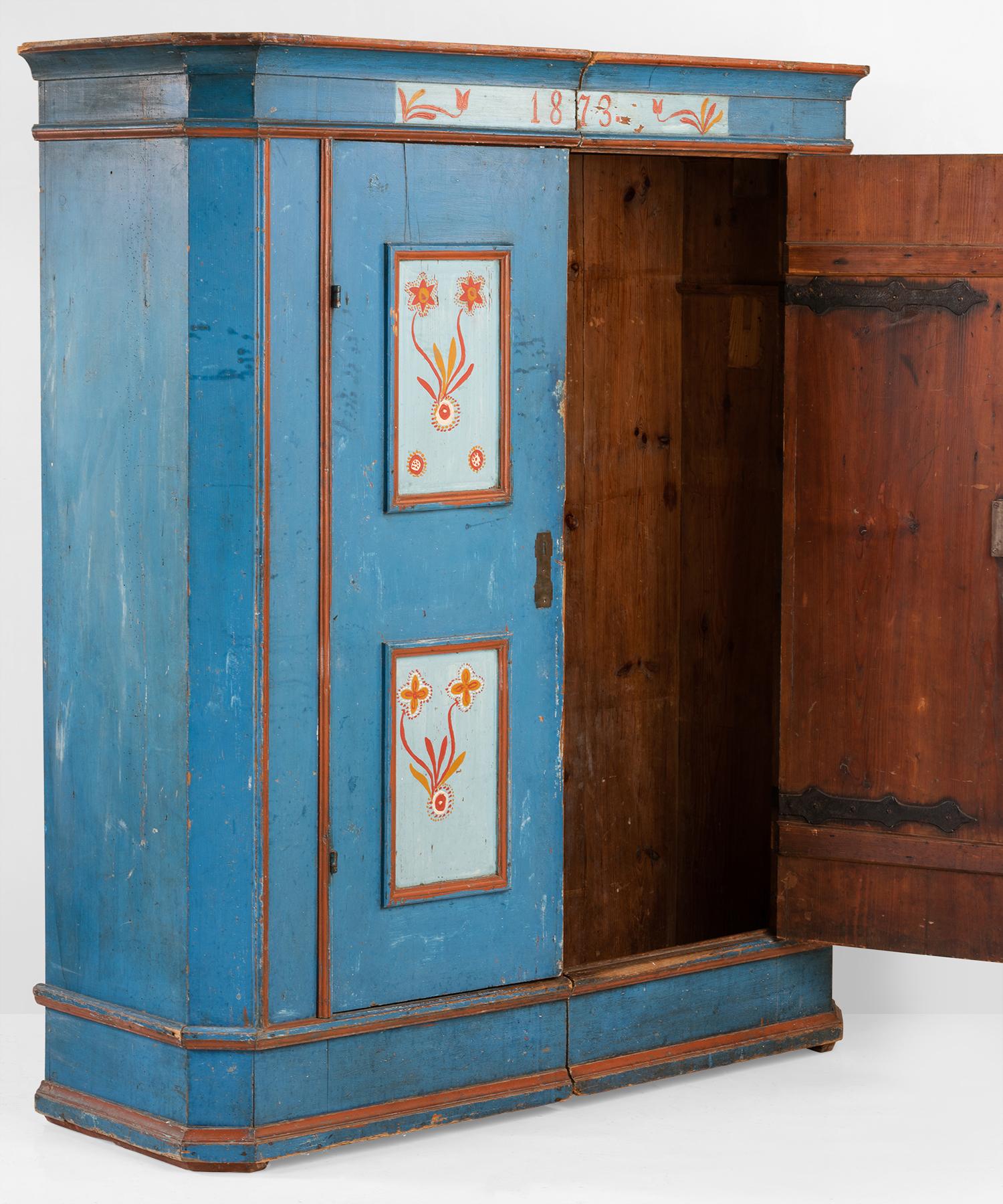 Hand-Painted Hand Painted Two-Door Cabinet, Sweden, 19th Century