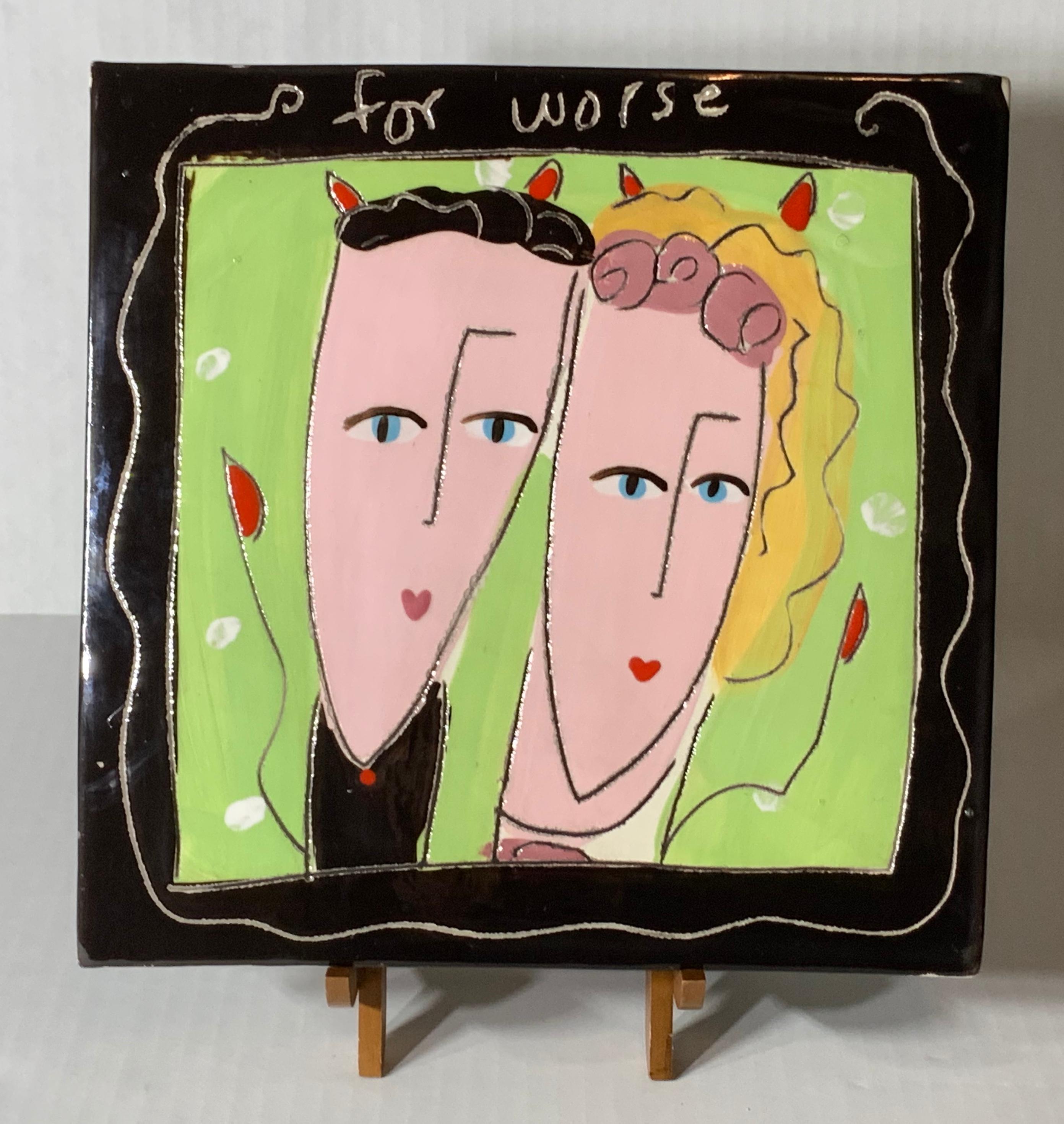 Contemporary Hand Painted Two Side Modern Ceramic Tile For Sale