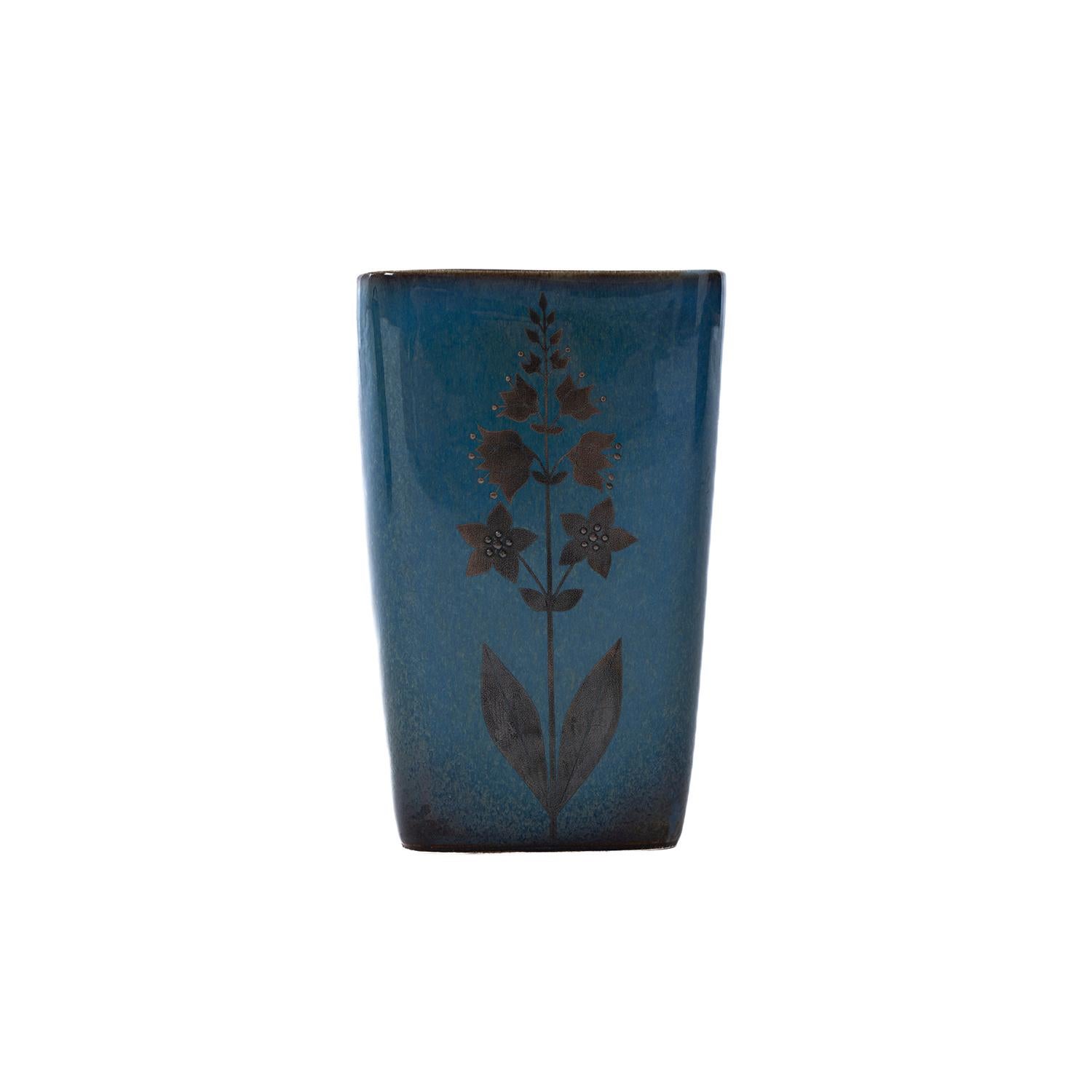 Swedish Hand Painted Vase with Lily of the Valley Motif