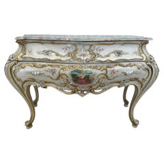 Hand-Painted Venetian Rococo Style Commode with Onyx Top