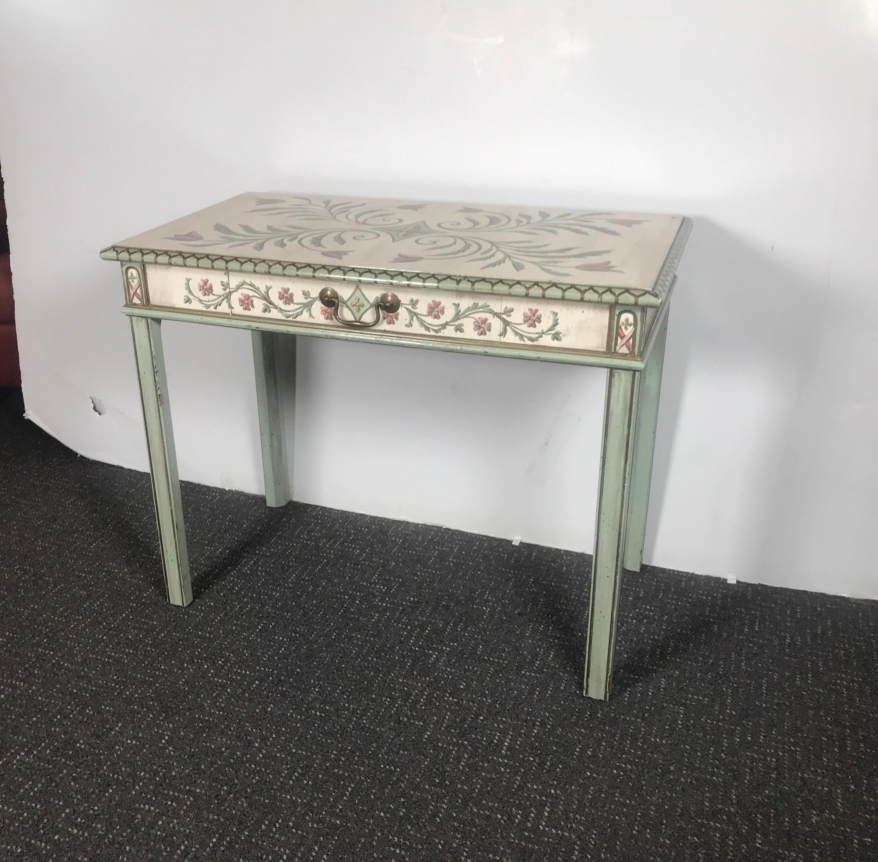 American Hand Painted Venetian Style Console or Vanity Desk