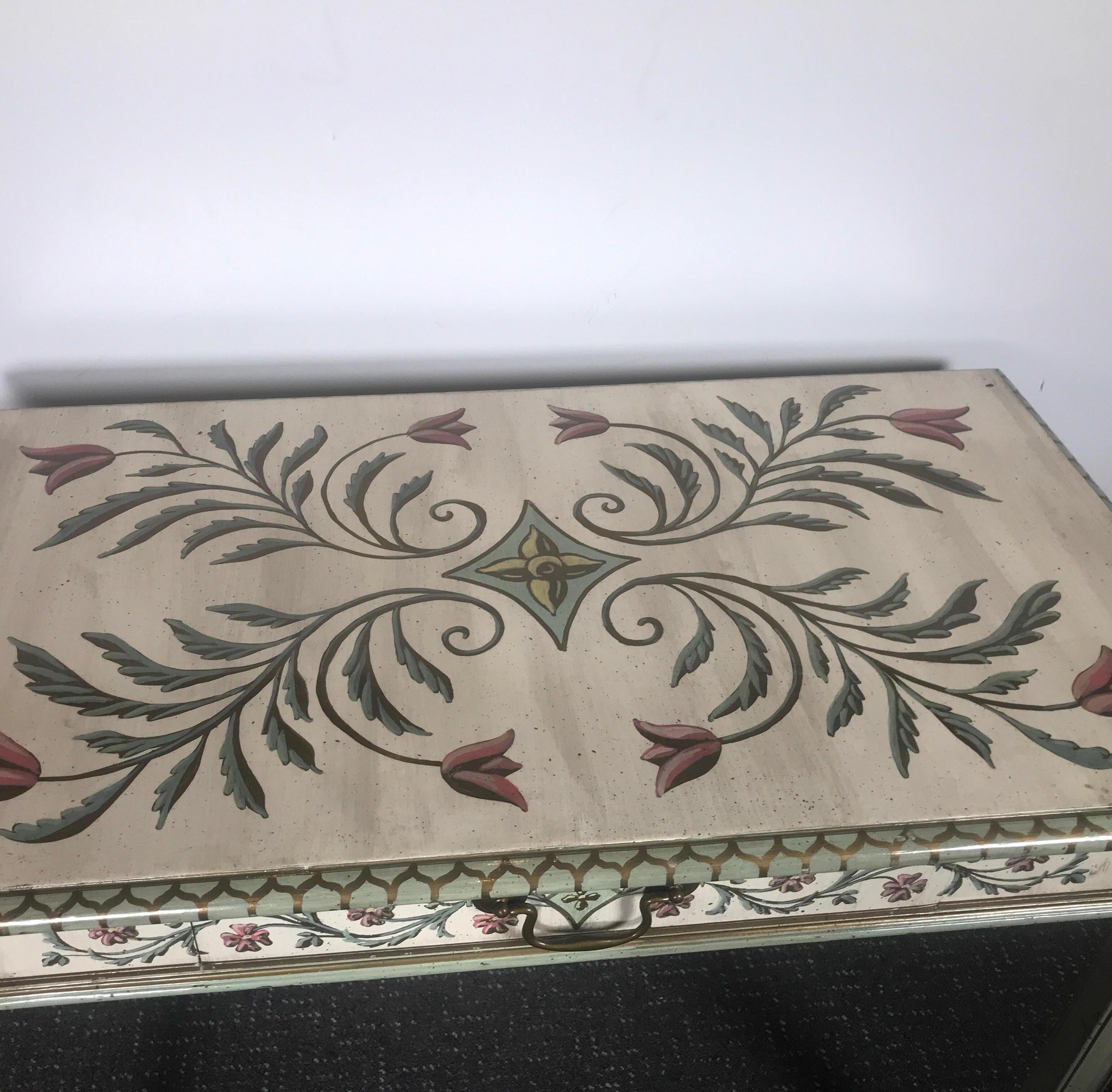 Wood Hand Painted Venetian Style Console or Vanity Desk