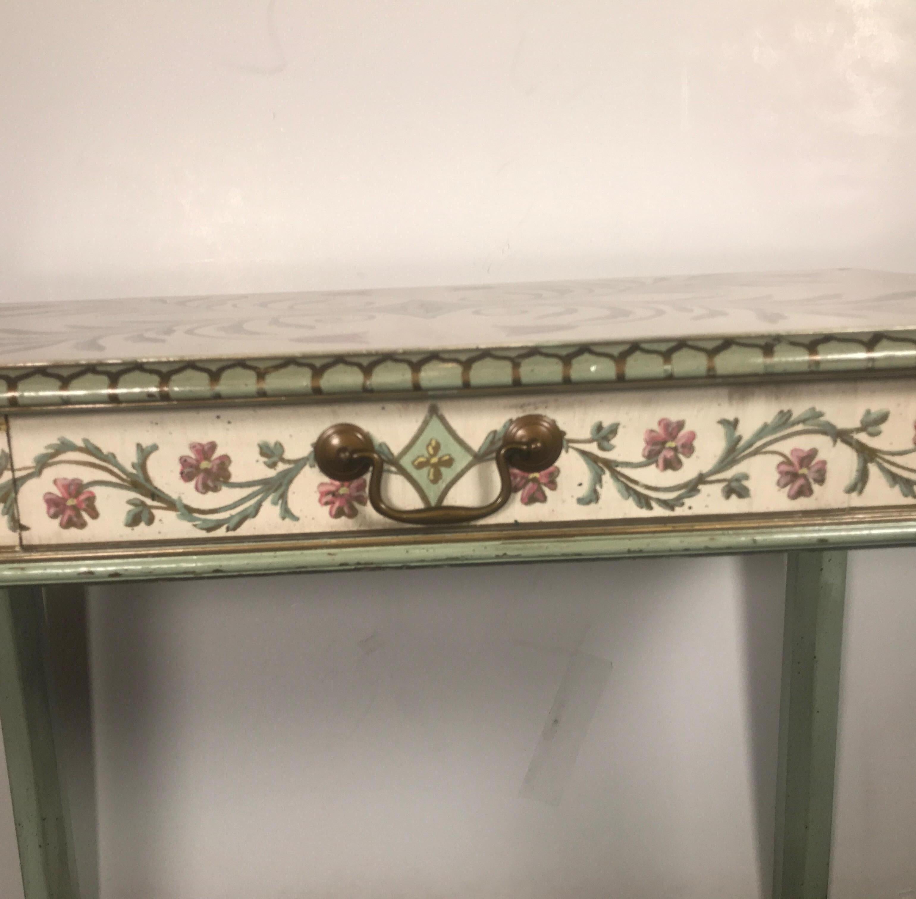 Hand Painted Venetian Style Console or Vanity Desk 1