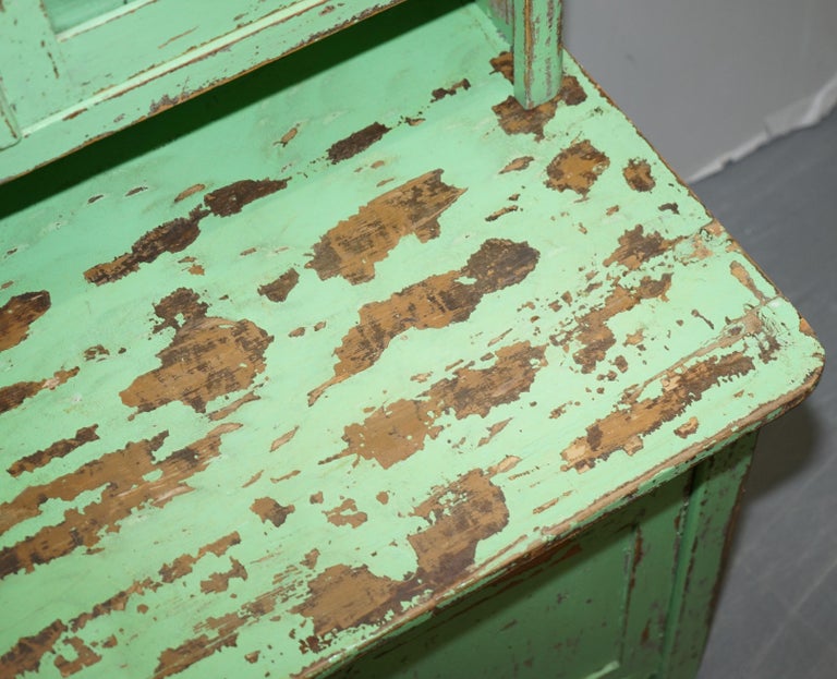 Hand Painted Victorian Distressed Green Dresser Bookcase or Kitchen  Cupboard For Sale at 1stDibs | distressed furniture for sale, green  distressed furniture, green distressed dresser