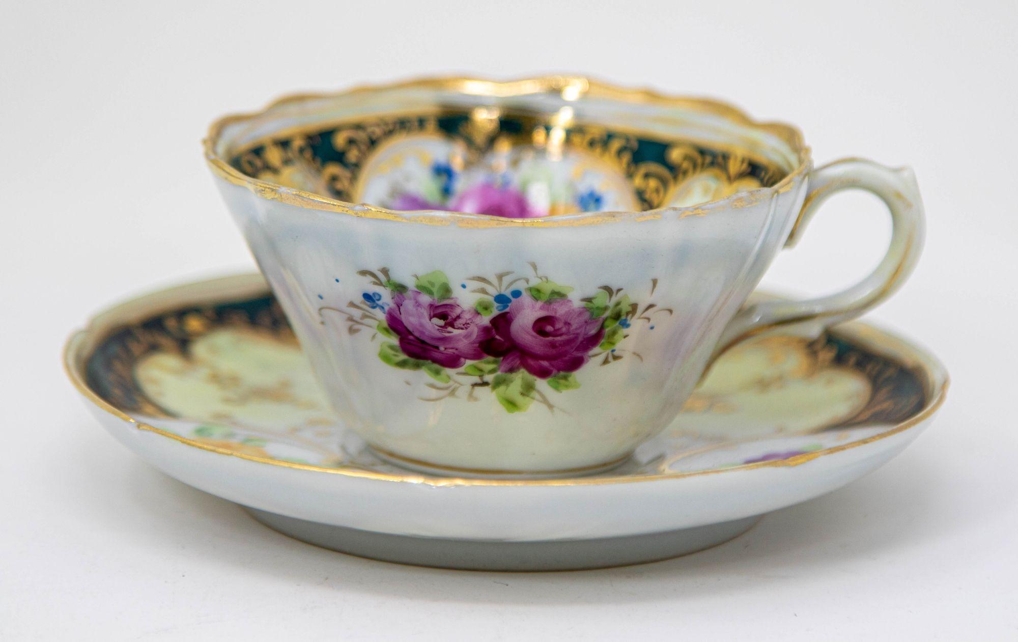 Hand Painted Victorian English Pink Floral Tea Cup Saucer Fine China 1930 3