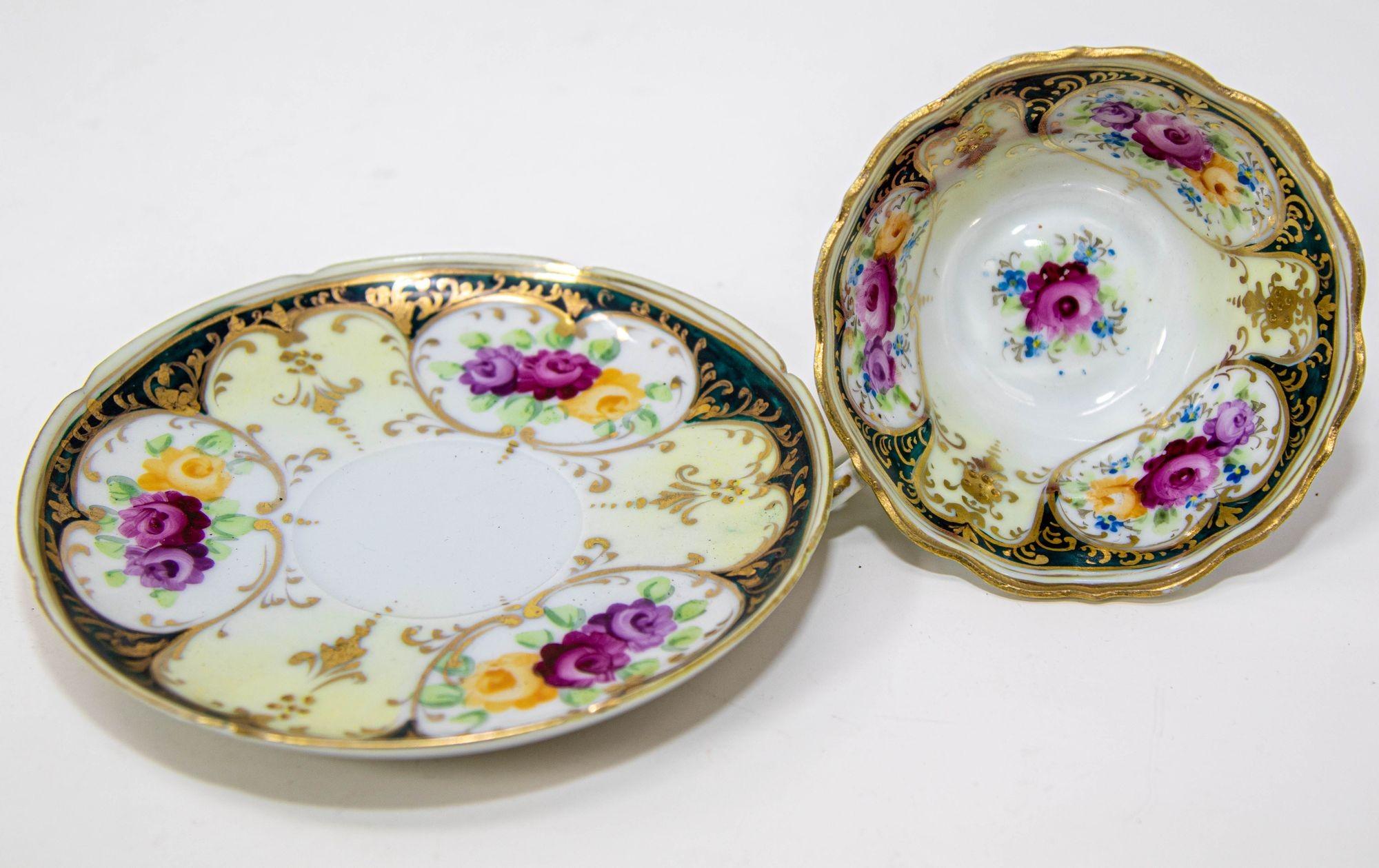 Hand Painted Victorian English Pink Floral Tea Cup Saucer Fine China 1930 4