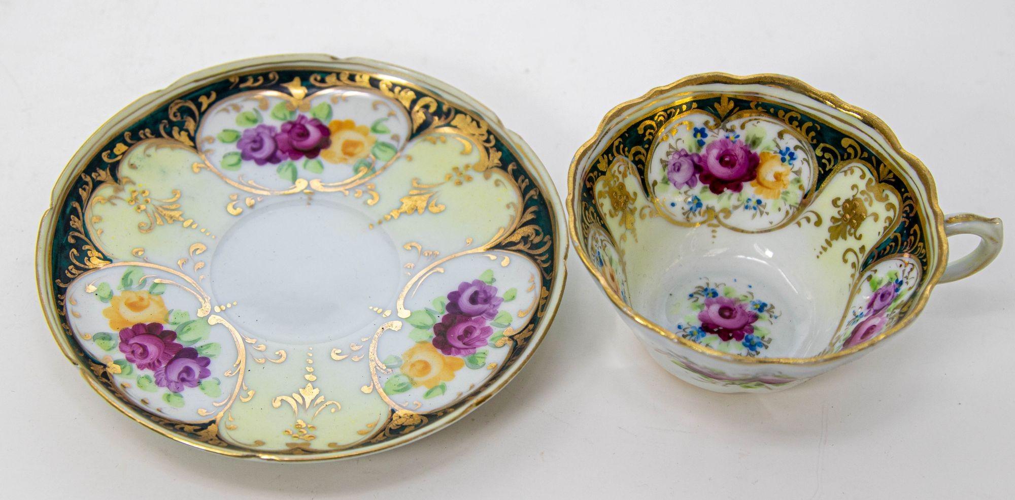 20th Century Hand Painted Victorian English Pink Floral Tea Cup Saucer Fine China 1930