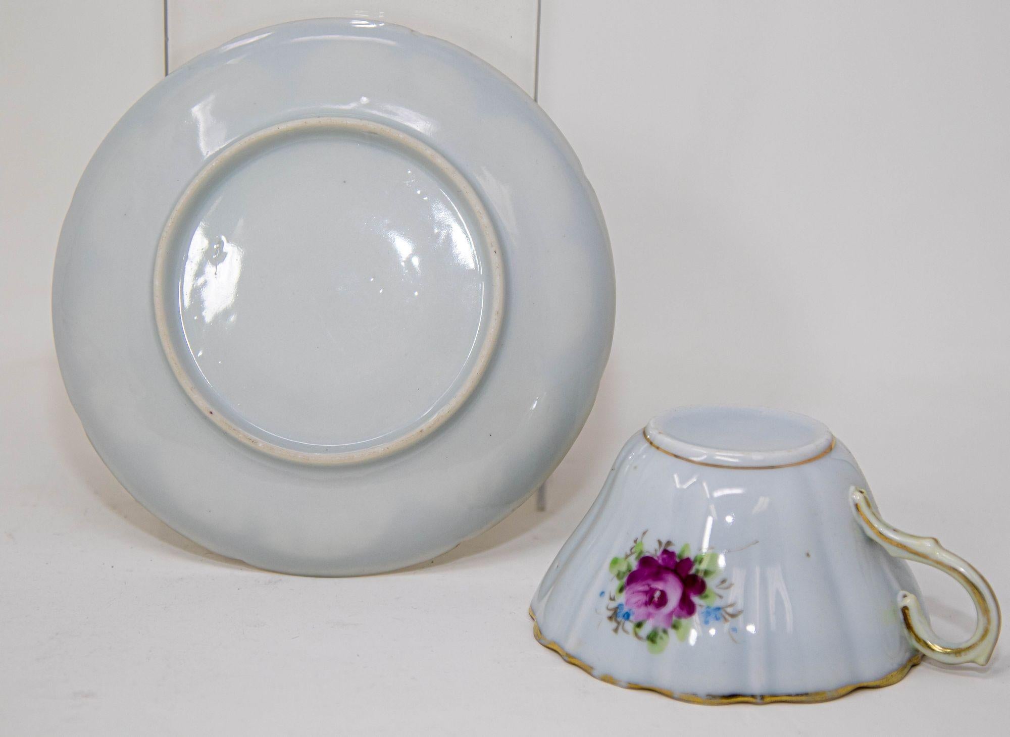 Hand Painted Victorian English Pink Floral Tea Cup Saucer Fine China 1930 1