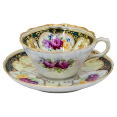 Hand Painted Victorian English Pink Floral Tea Cup Saucer Fine China 1930