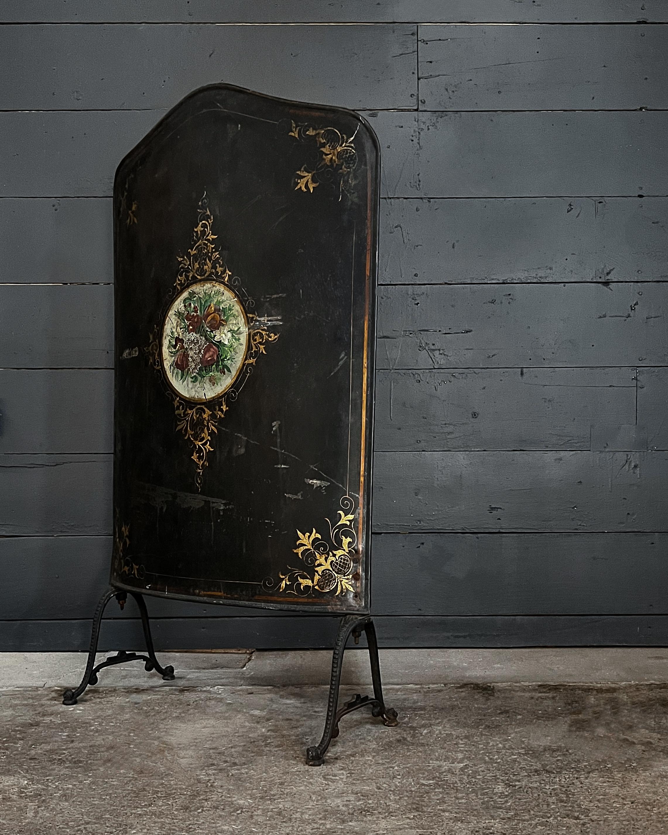 Hand Painted Victorian Fire Screen 2