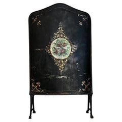 Hand Painted Victorian Fire Screen