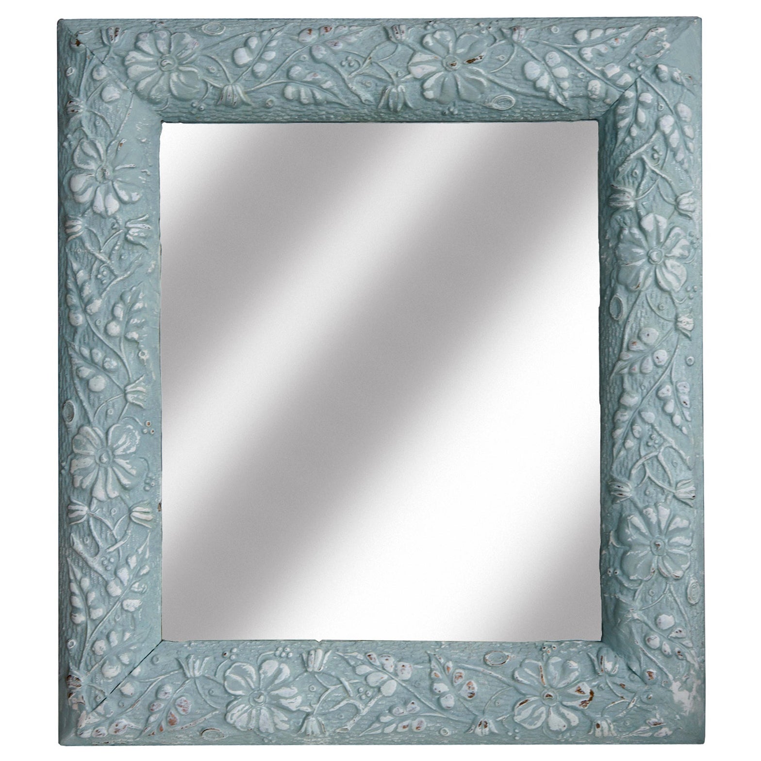 Hand-Painted Victorian Floral Relief Accent Mirror