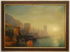 Hand-Painted Victorian Seascape from Late 20th Century, Rhodes