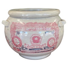 Hand-Painted Vietnamese Studio Pottery Jar Featuring One Hào Currency Motif.