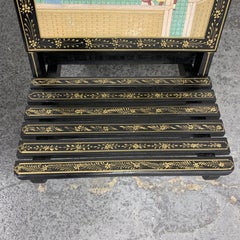 Hand Painted Village Scene Folding Chairs, a Pair